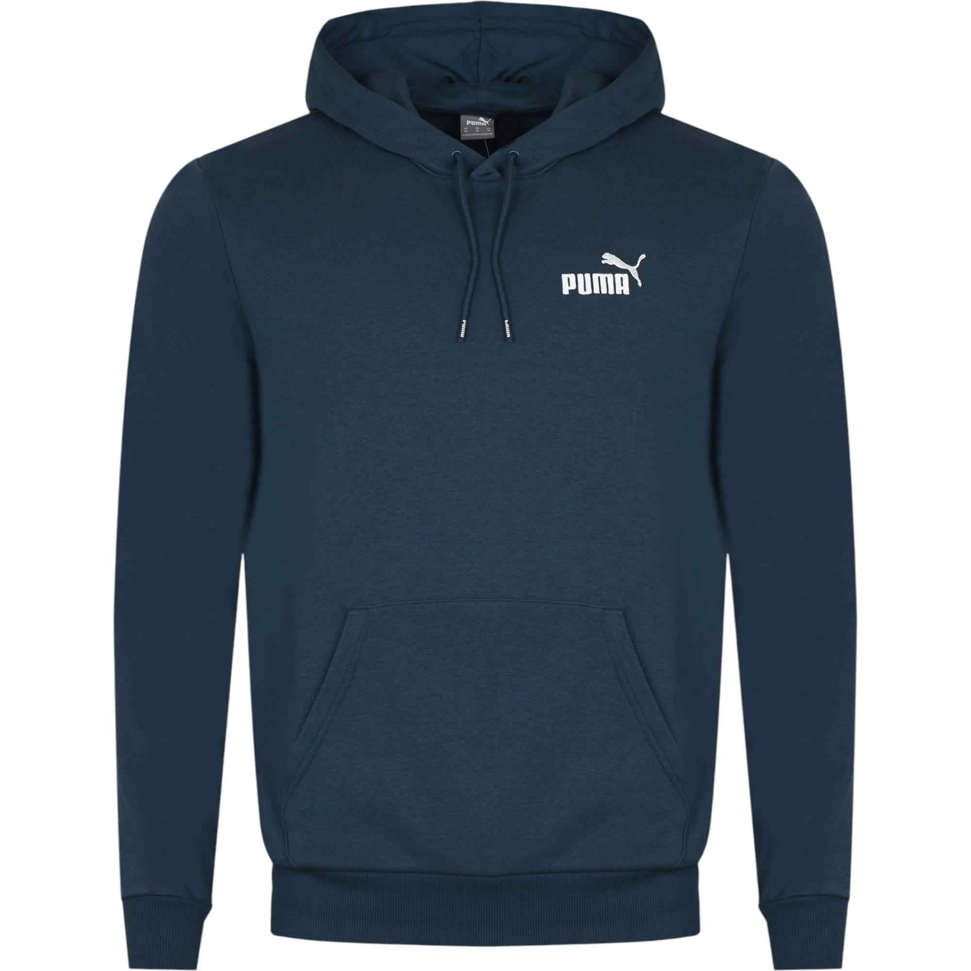 4 Puma Mens Essentials Small Logo Hoodie Dark Night BLUE, 4 of 7