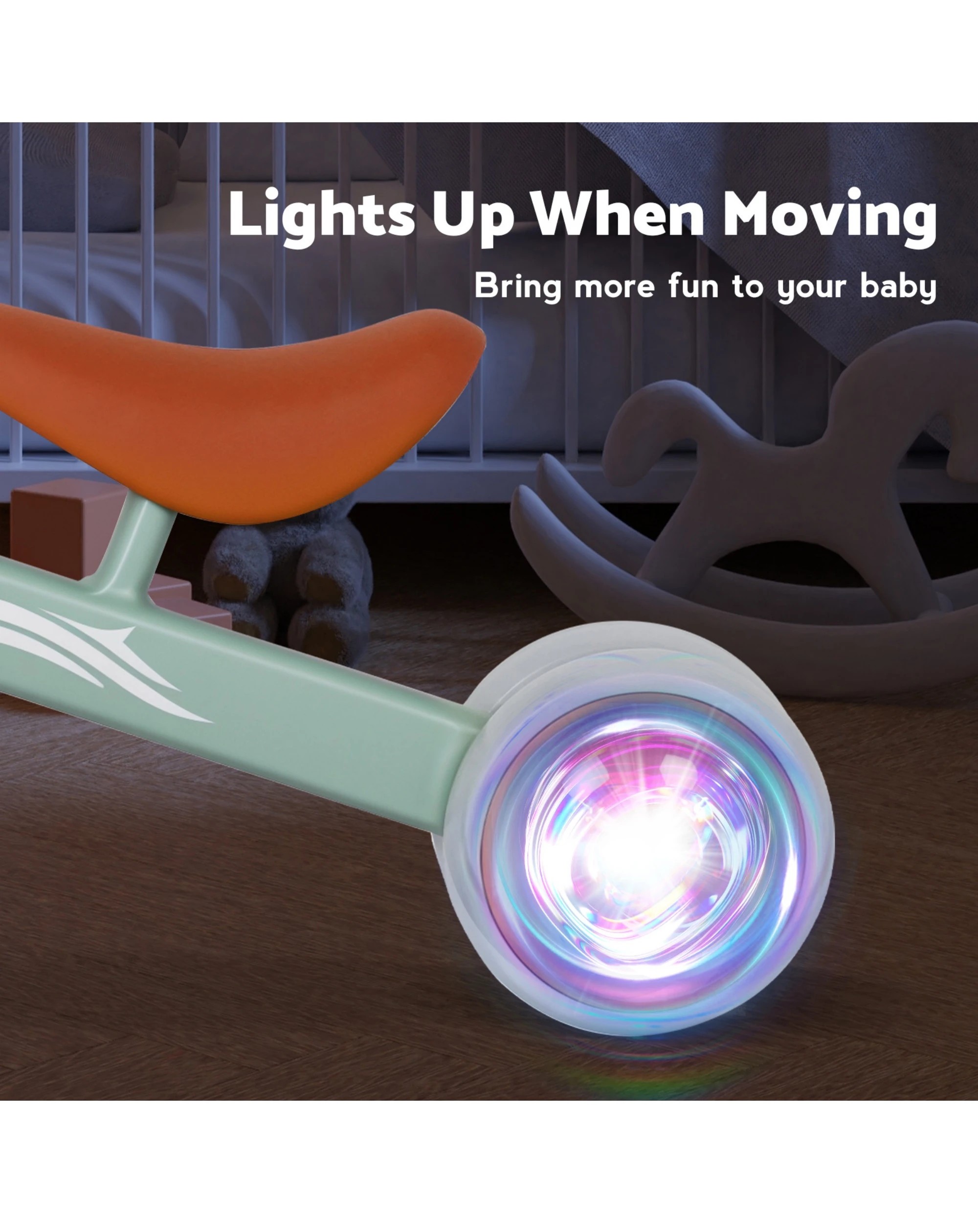 5 Advwin Baby Balance Bike w/Colorful Lighting Wheels Toddler No Pedal Push Bicycle Ride on Toy for 12-36 Month Green, 5 of 10