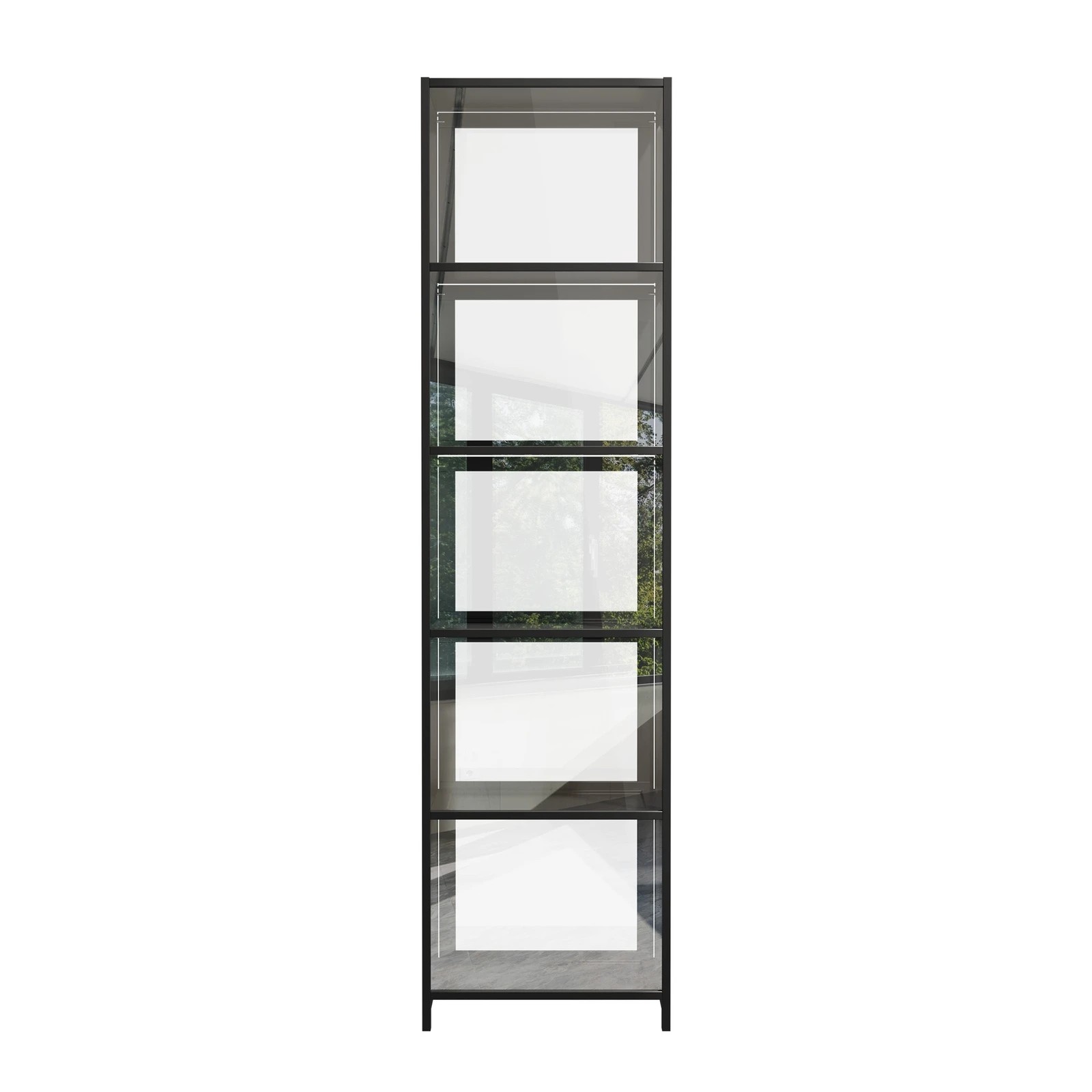 8 Oikiture Display Cabinet Storage 5-Tier Shelves Bookcase Clear Stand Rack - Black, 8 of 8