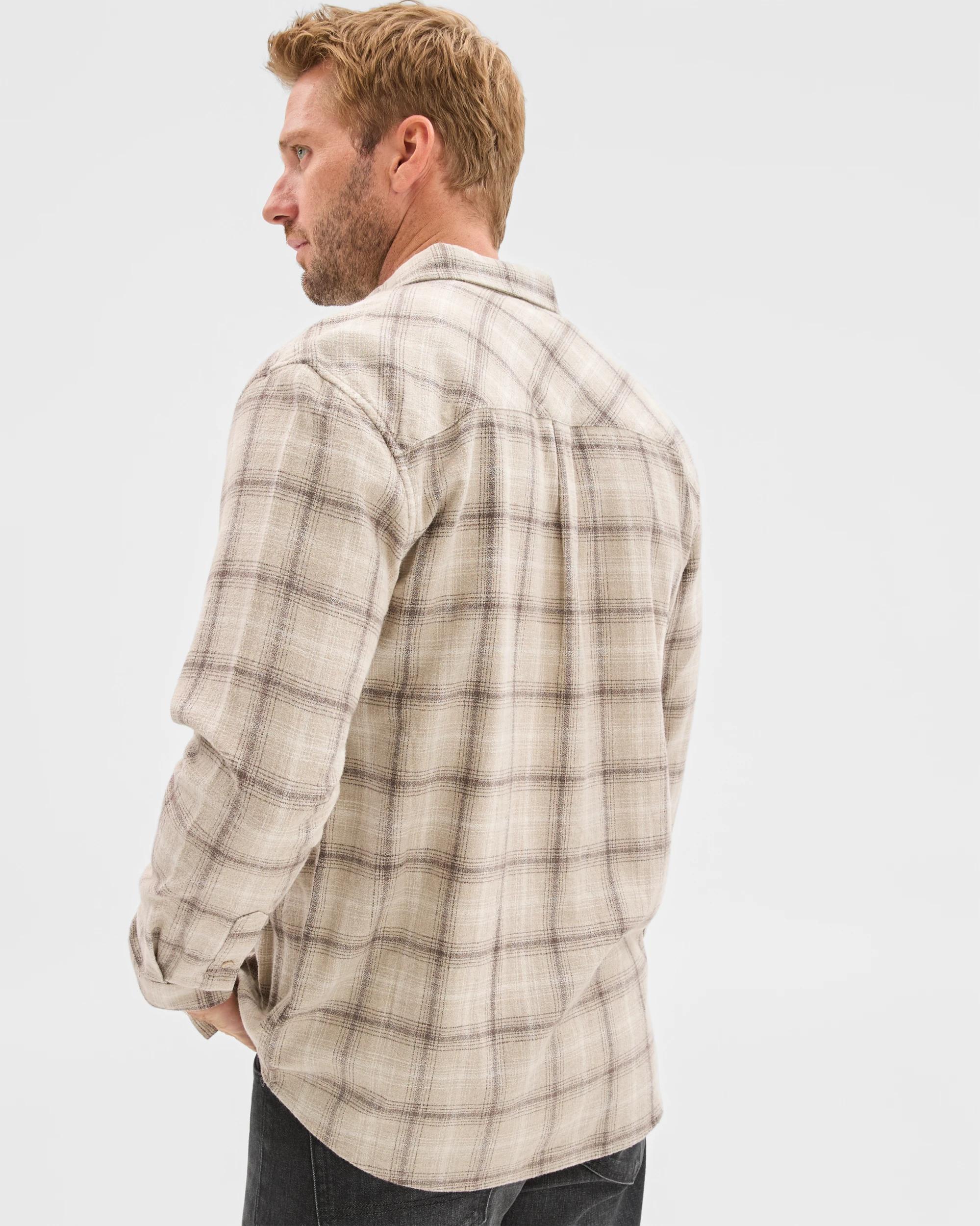 5 Target Man Long Sleeve Brushed Check Shirt STONE, 5 of 5