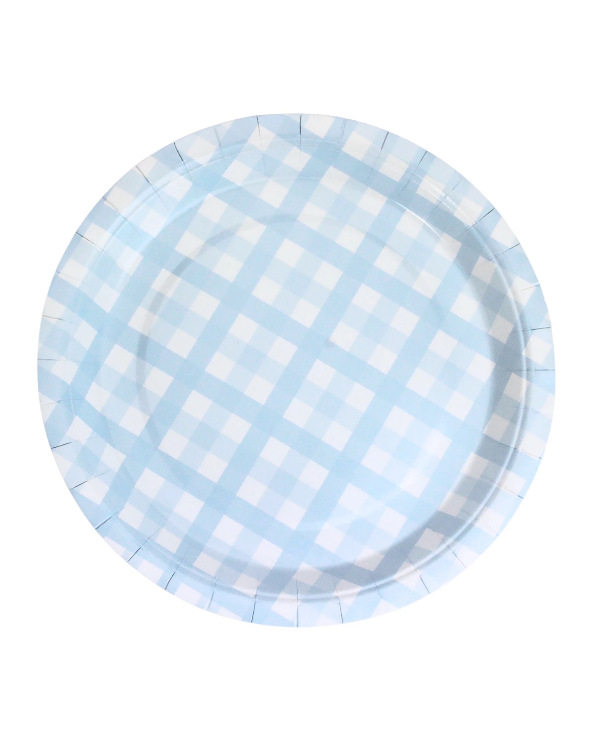1 Amscan Gingham Small Paper Plates Pack of 8 - Pastel Blue - Pastel Blue, White, 1 of 3