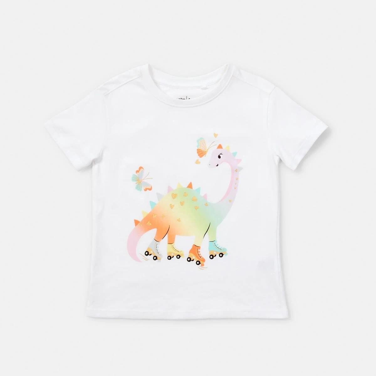 7 Short Sleeve Placement Print T-shirt Wht Dino, 7 of 8