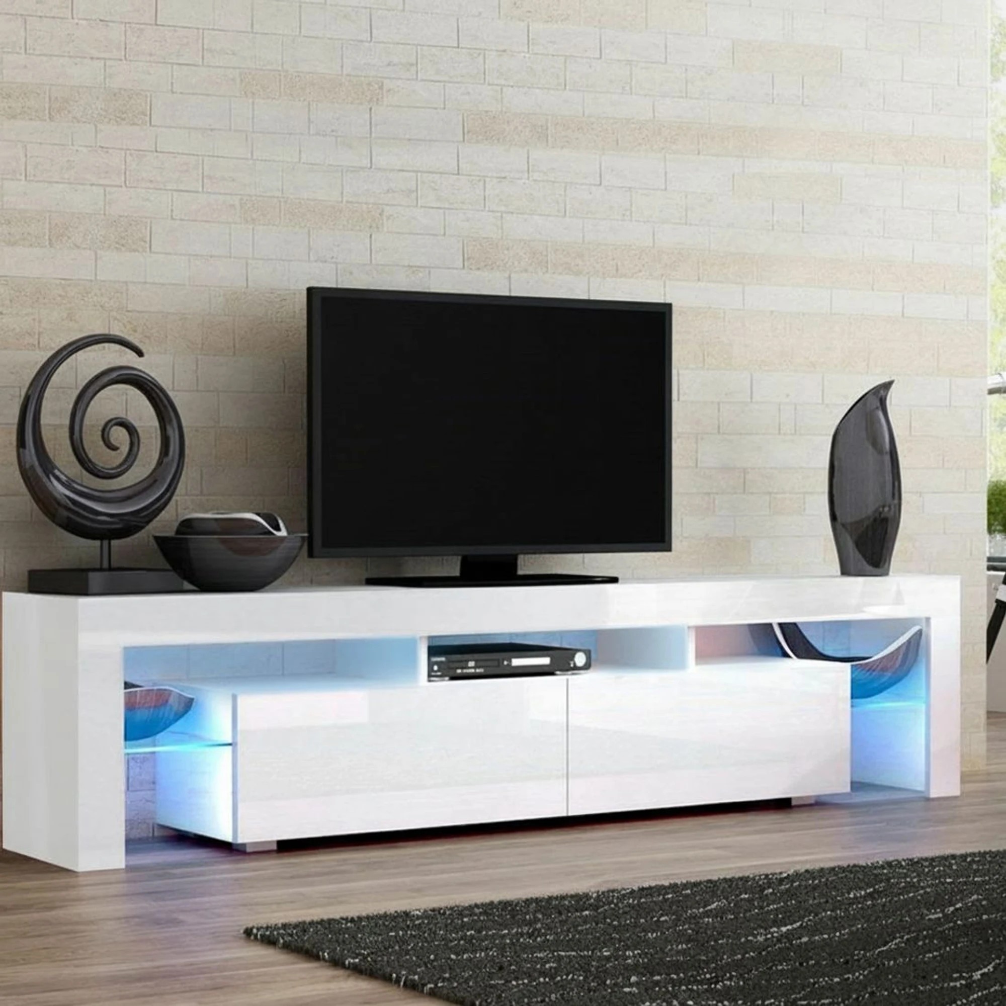 9 Artiss Entertainment Unit TV Cabinet LED 189cm - White, 9 of 9