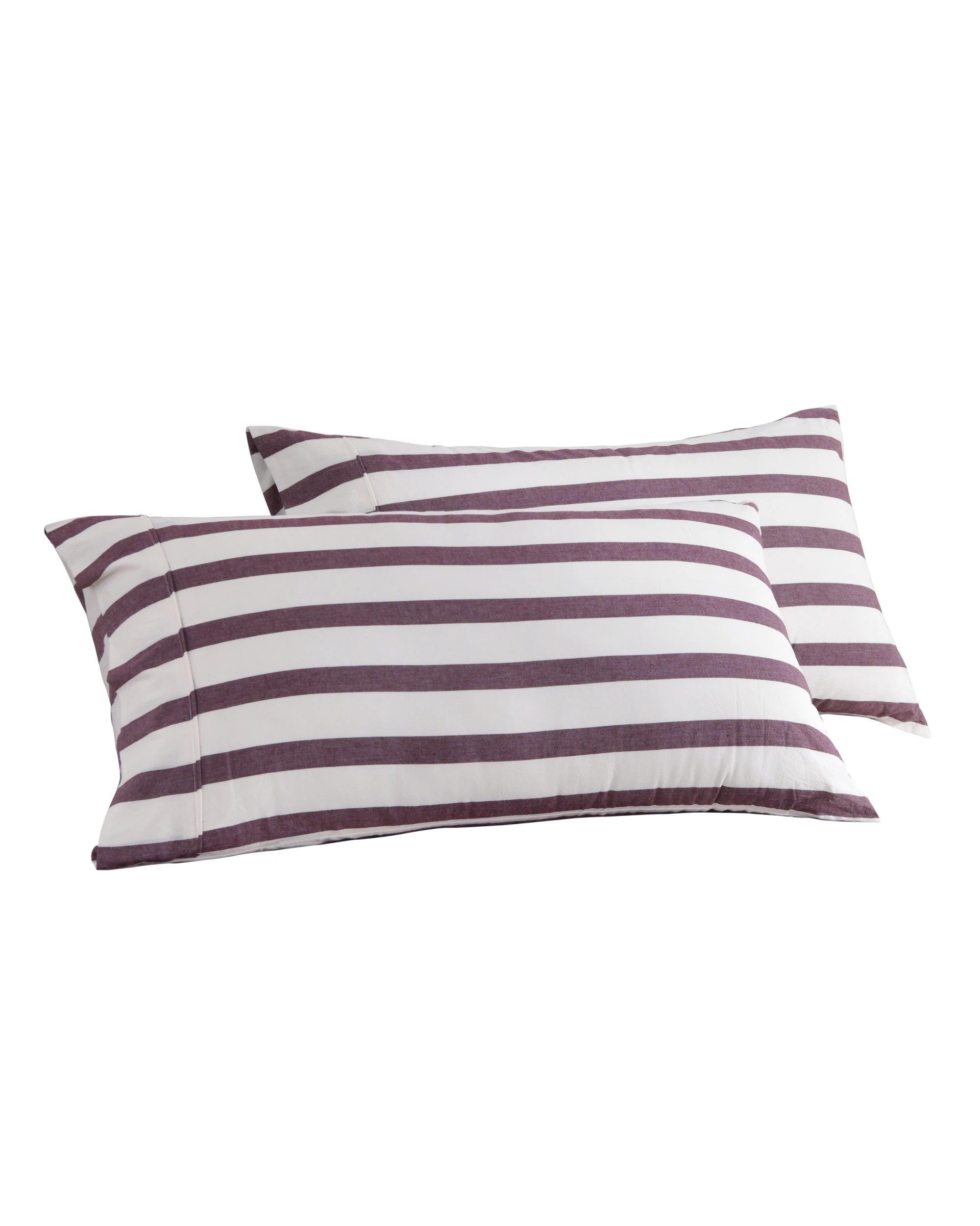 6 Dreamaker Twin Pack Cove Yarn Dyed Washed Cotton Striped King Pillowcase - Plum, 6 of 6