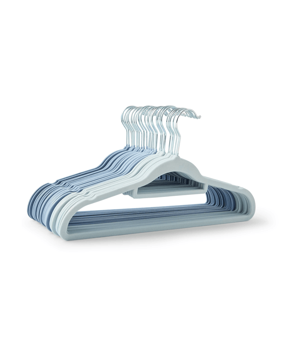 30 Pack Flocked Hangers - Blue