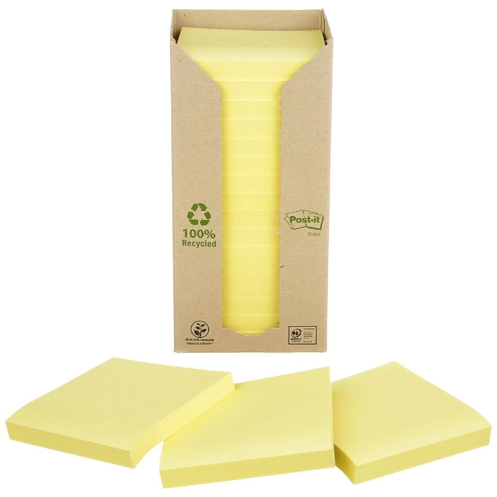 2 Post-it Recycled Notes 76x76mm Yellow 16 Pack, 2 of 7