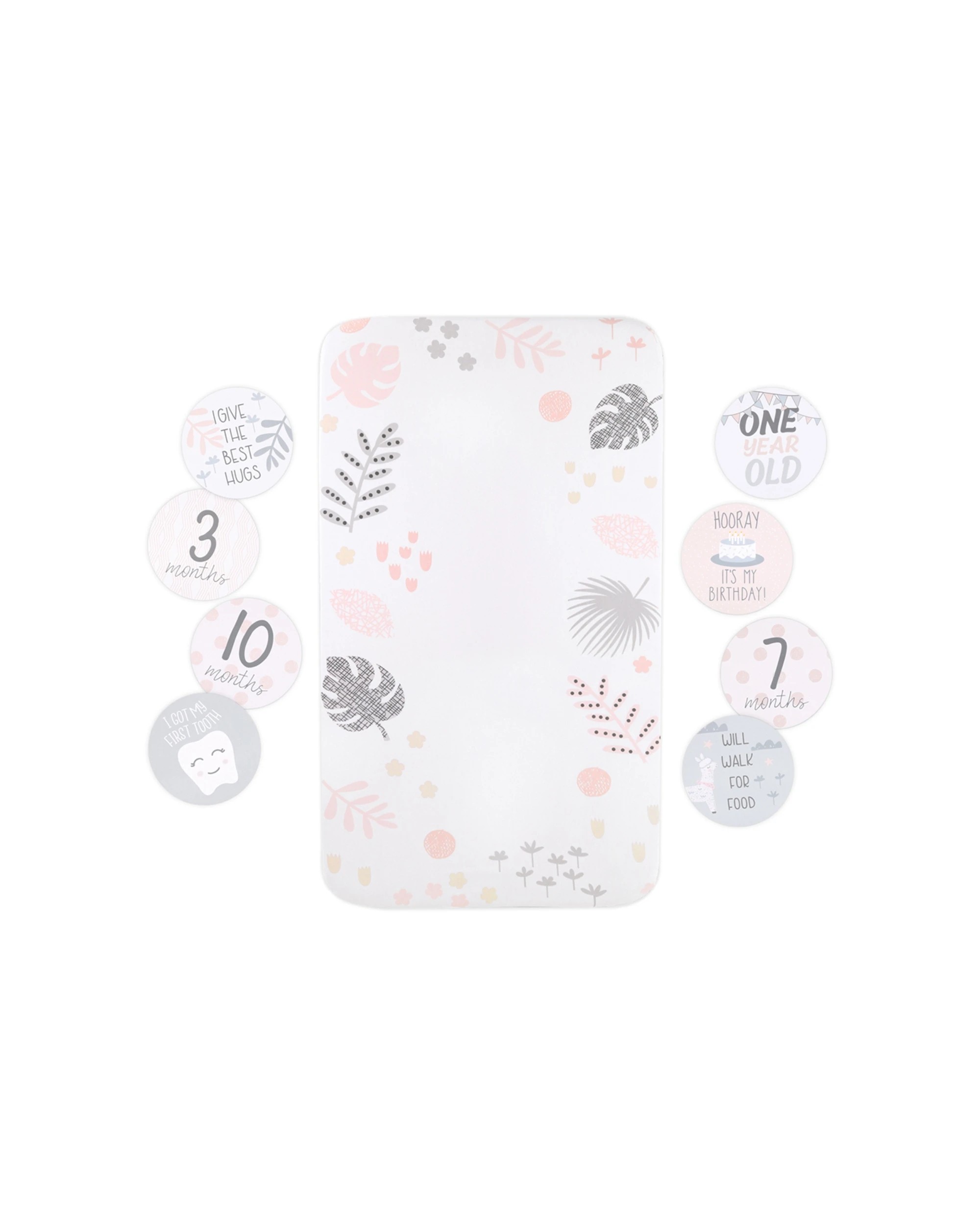 1 Little Haven Baby Photo Op Sheet And 12-Milestone Cards Botanical Cotton - Multi, 1 of 2