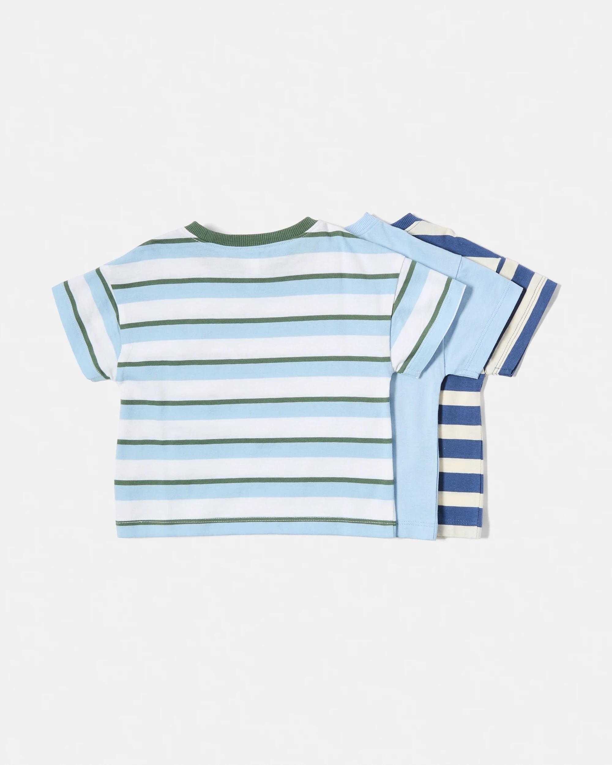 2 3 Pack Short Sleeve T-shirt BLUE STRIPES, 2 of 8