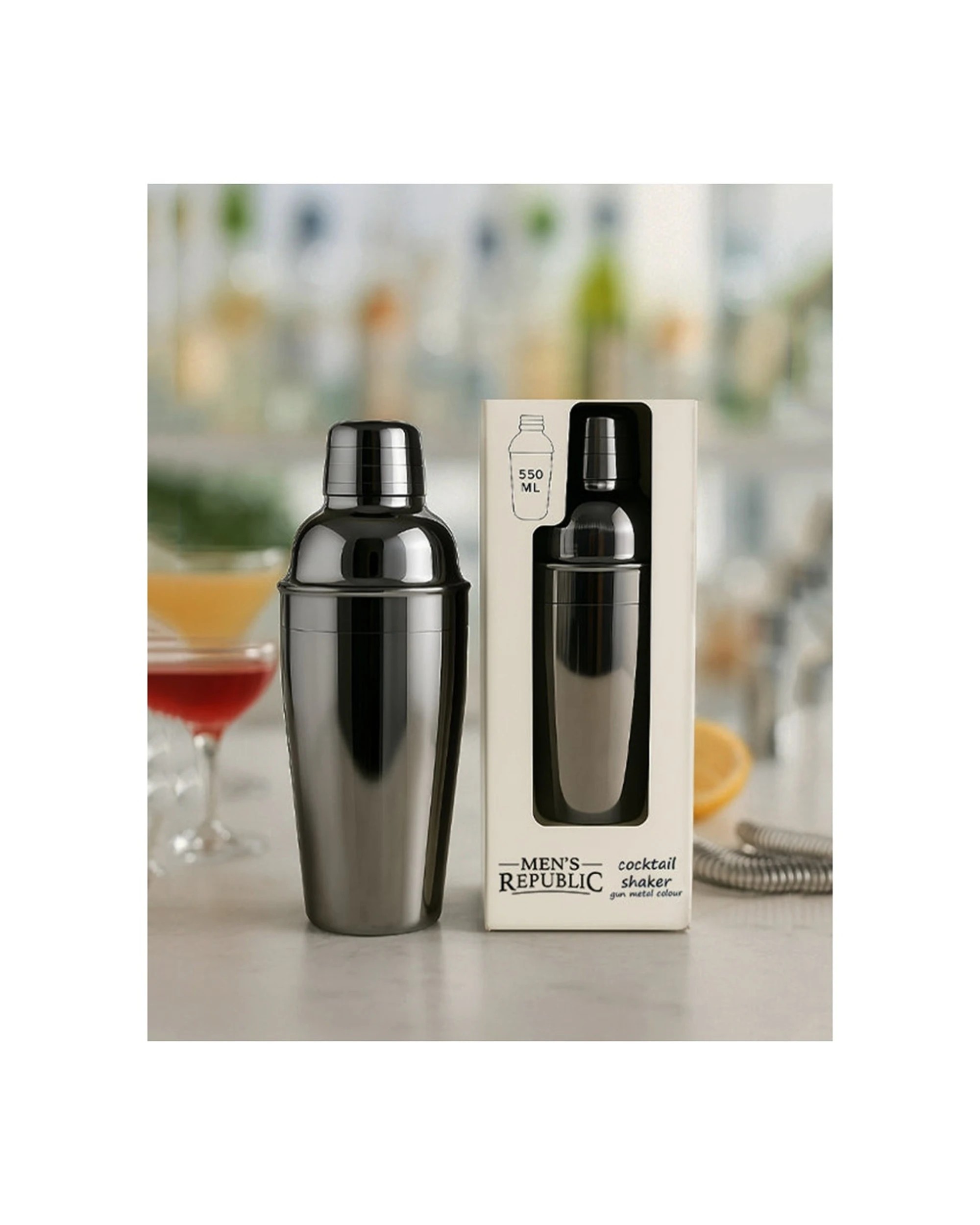 5 Men's Republic Bartender Cocktail Shaker 550ml Gift Set Stainless Steel Durable Barware Kit - Black, 5 of 5