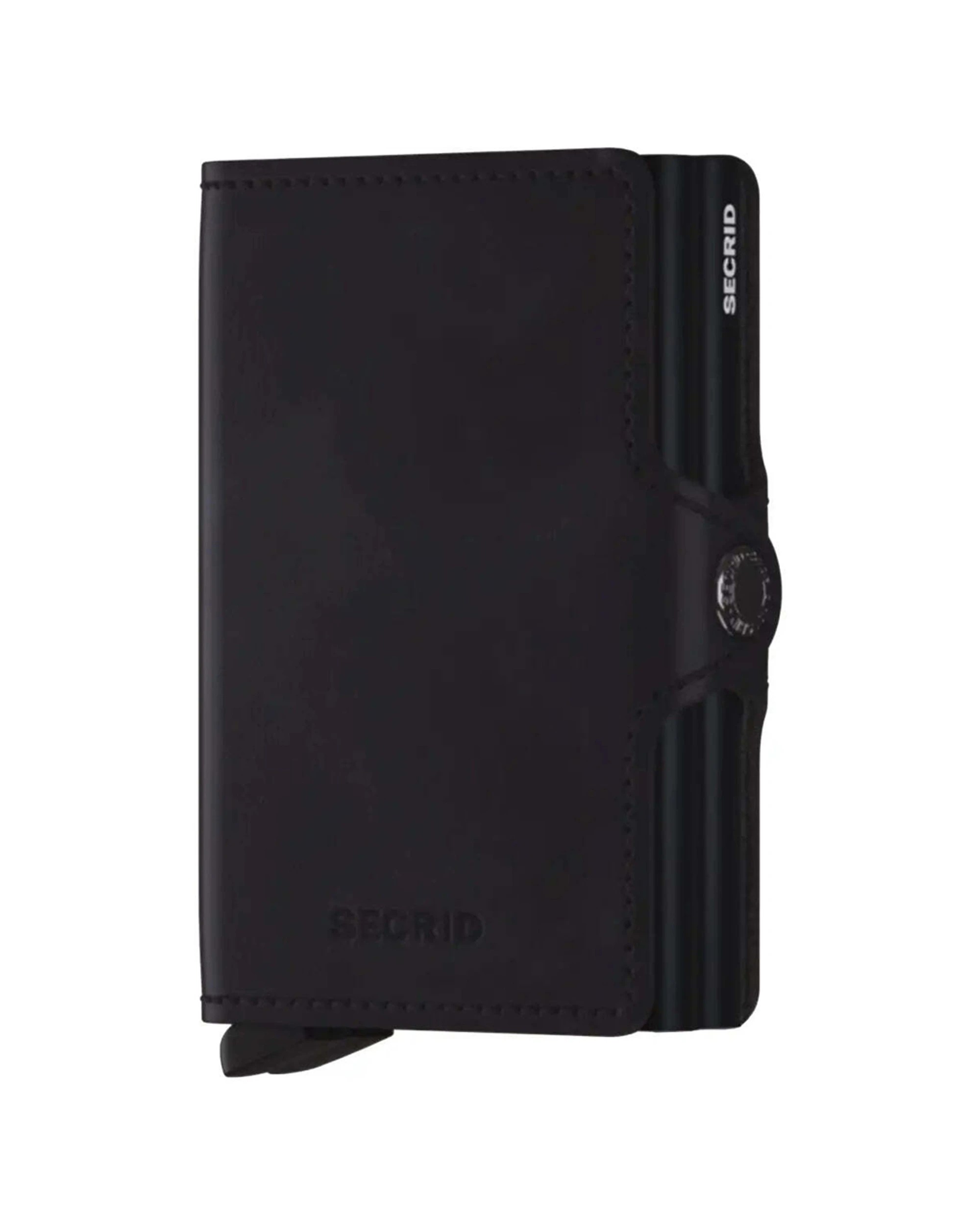 1 Secrid Twinwallet Compact RFID Wallet Aluminium Leather RFID Protection Compact Vintage - Black, 1 of 4