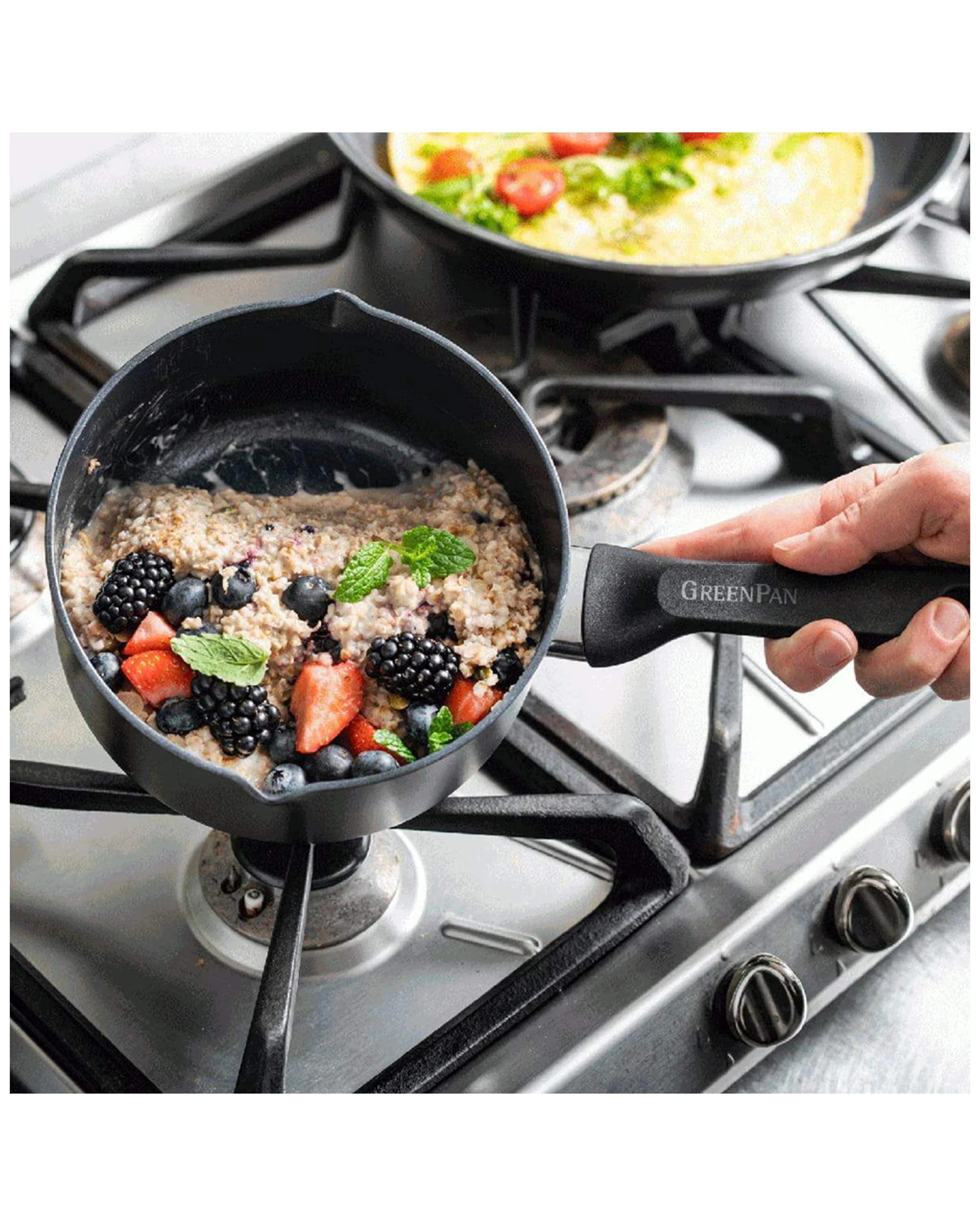 6 7pc Greenpan Memphis Series Non Stick Coated Saucepan Set Home Kitchen Cookware - Black, 6 of 6