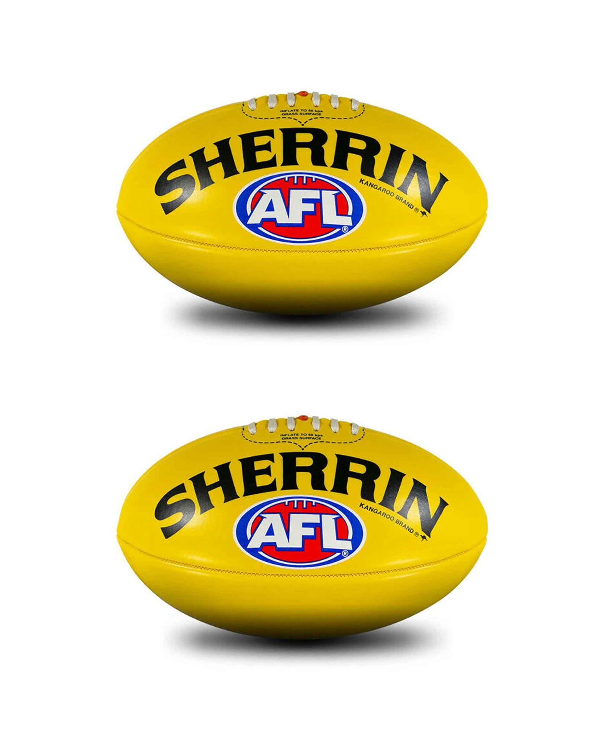 1 Sherrin AFL Replica Football 2 Pack PVC Size 5 Recreational Play Outdoor - Yellow, 1 of 3