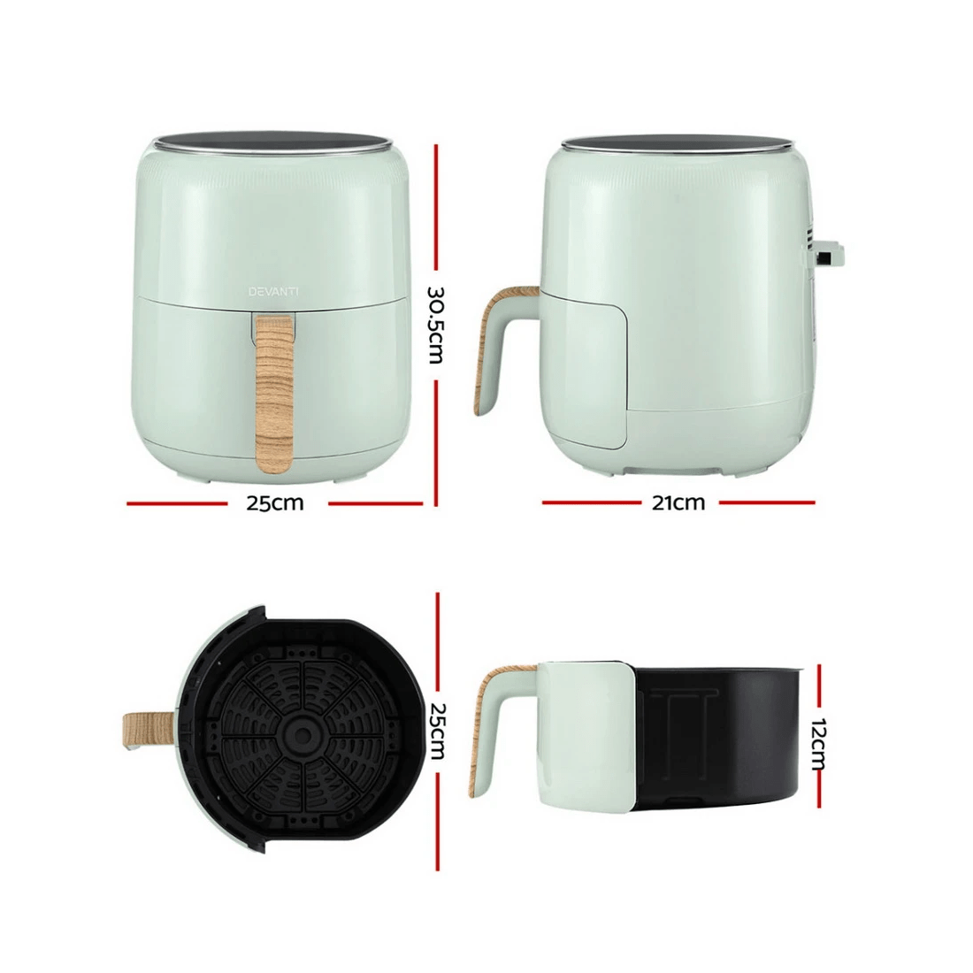 2 Devanti 5L Air Fryer Touch Control 1500W - Blue, 2 of 7