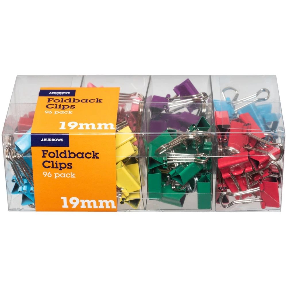 4 J.Burrows 19mm Foldback Clips Assorted 96 Pack, 4 of 5