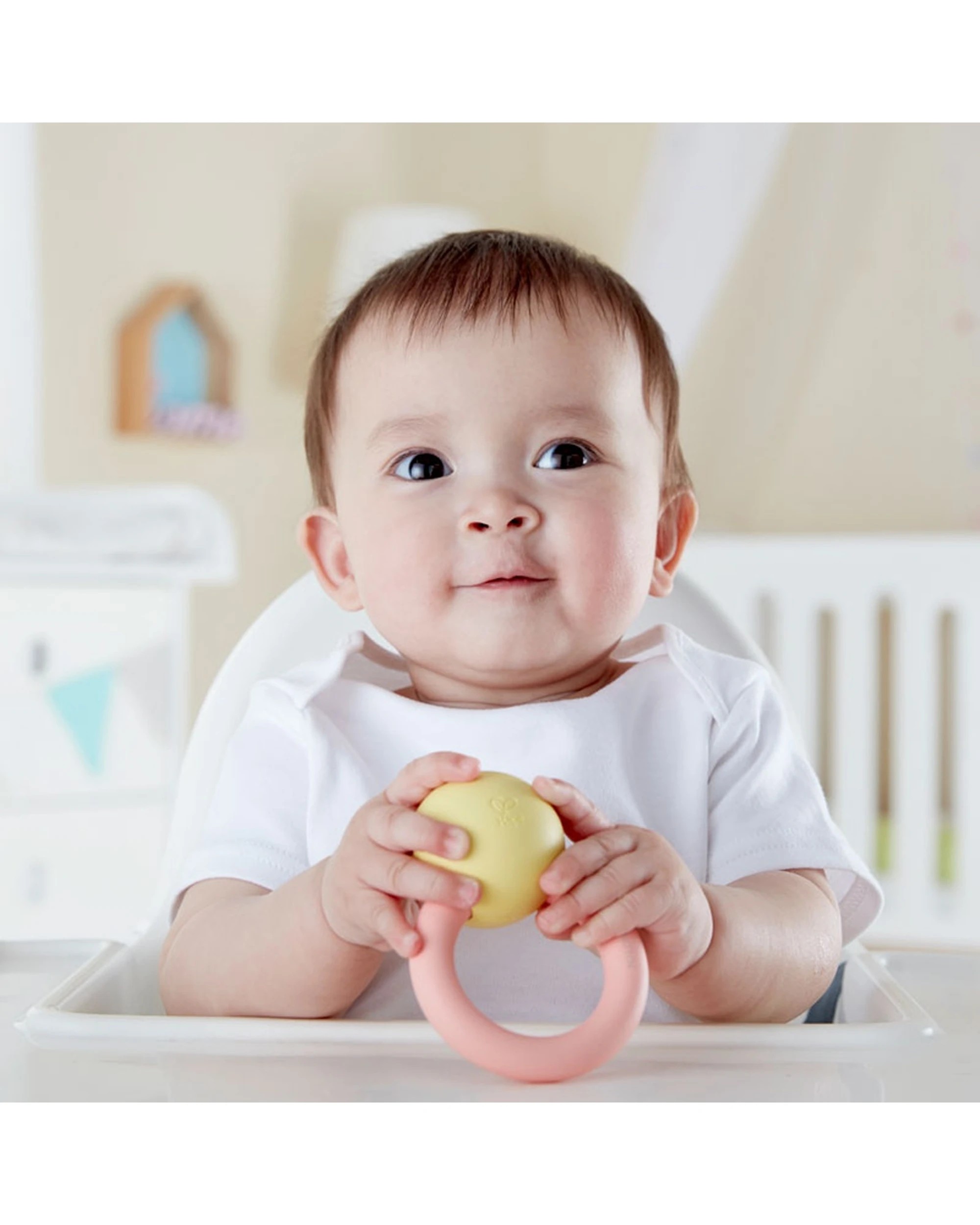 3 Hape Rings Rattle Teether Rice-Based Material 7.1x4.6cm For Babies - Multi, 3 of 3