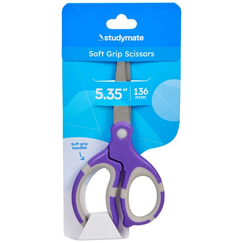 1 Studymate Soft Grip Scissors 135mm Purple, 1 of 2