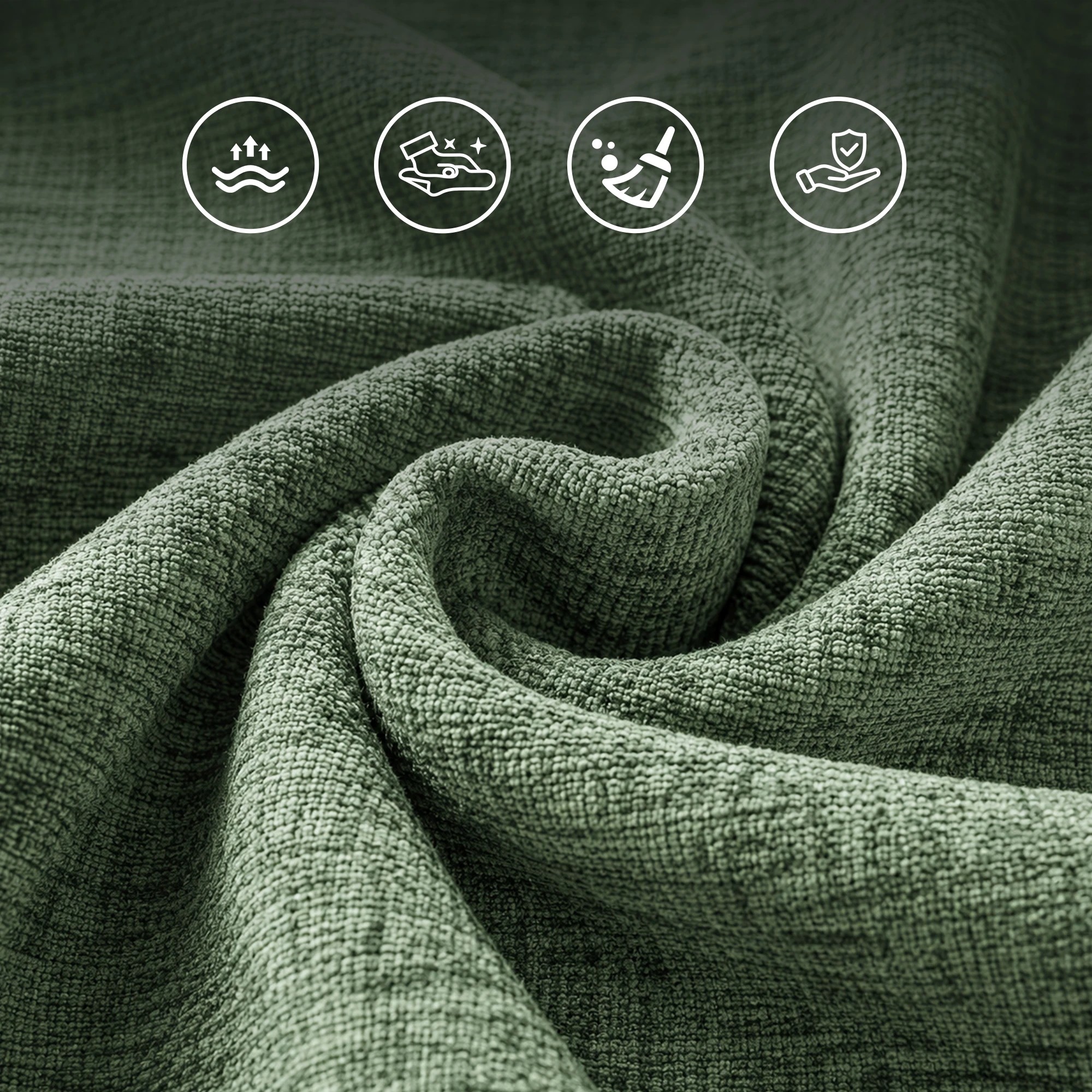4 Artiss Comfort Boneless Sofa for Living Room Green Luxury Chenille - Green, 4 of 8
