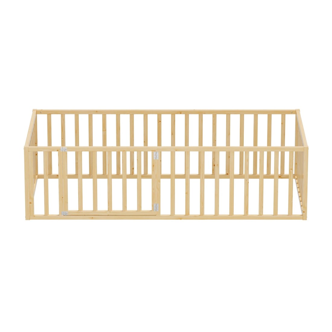 8 Oikiture 2-in-1 Kids Bed Play Centre Fence Gate Single Wood - Natural, 8 of 10