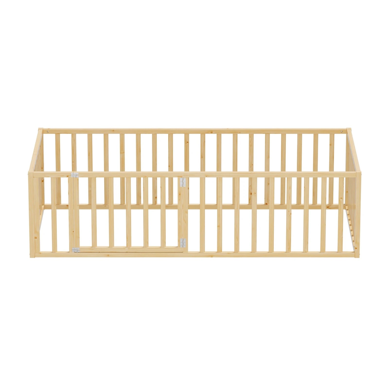 8 Oikiture 2-in-1 Kids Bed Play Centre Fence Gate Single Wood - Natural, 8 of 10