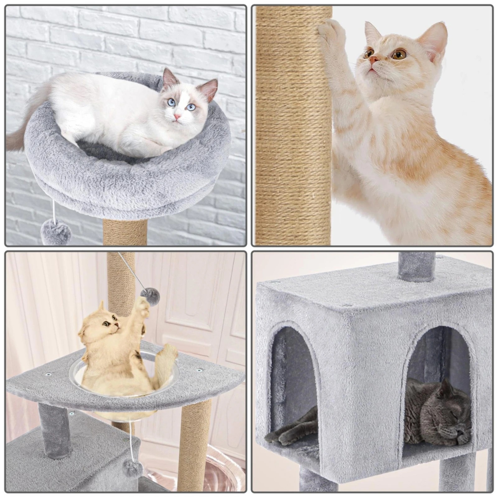 4 Beastie Cat Tree Tower 140CM - Grey, 4 of 4