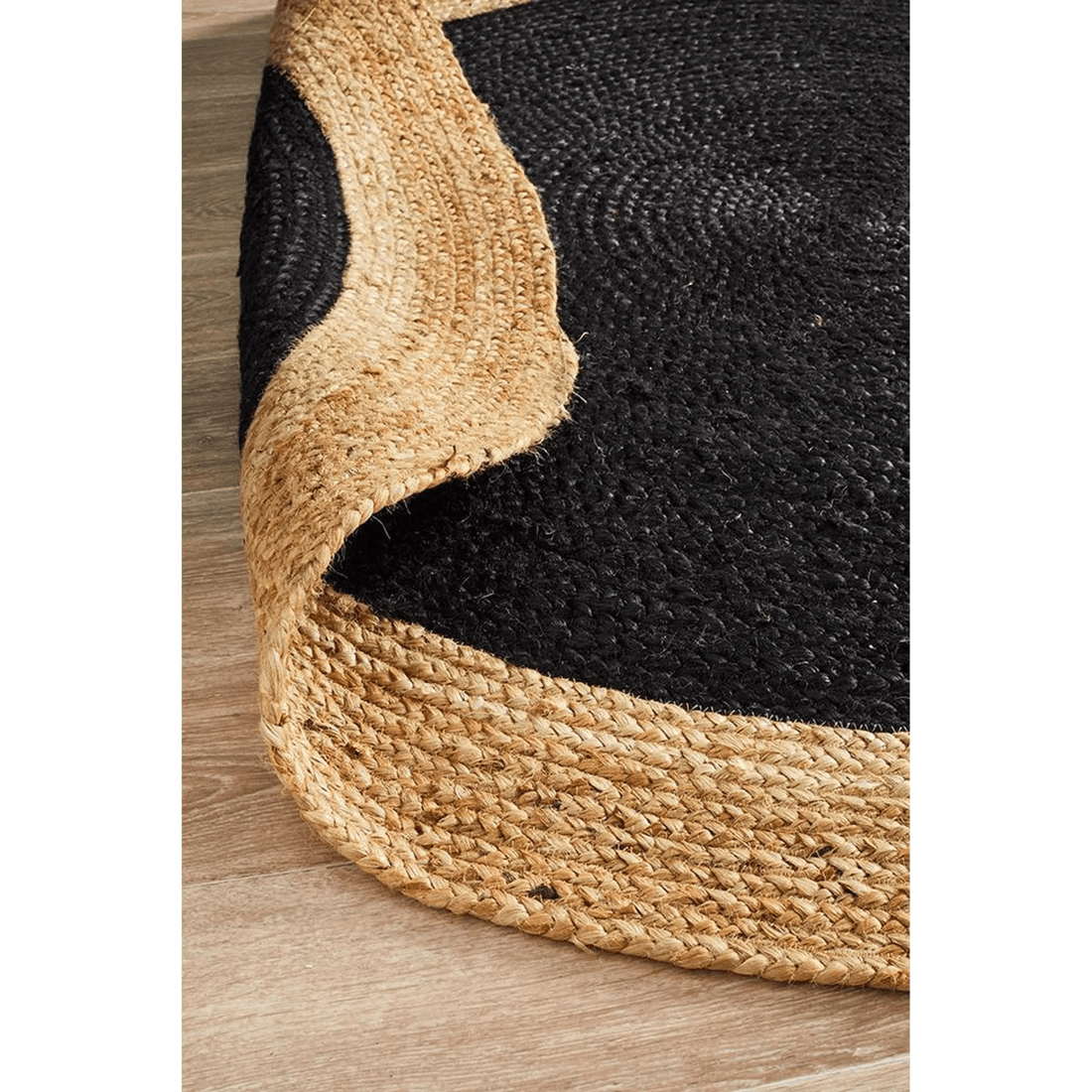 6 Rug Culture Atrium Polo Round, Handwoven Jute Rug — Black, Reversible - Black, 6 of 6