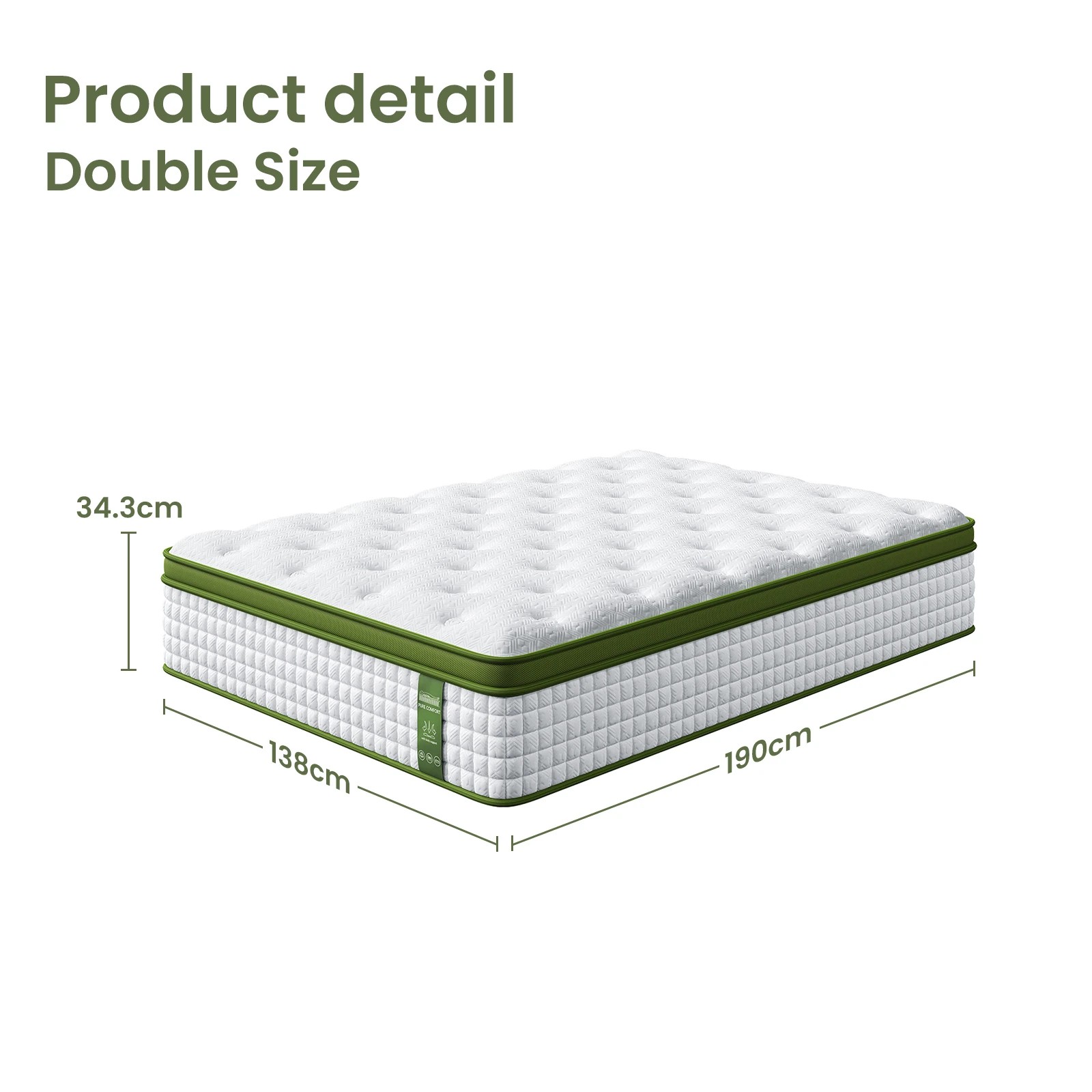 1 Artiss BedStory Double Bed Frame Mattress Set Platform Upholste Hybrid Pocket Coil - Multi, 1 of 5
