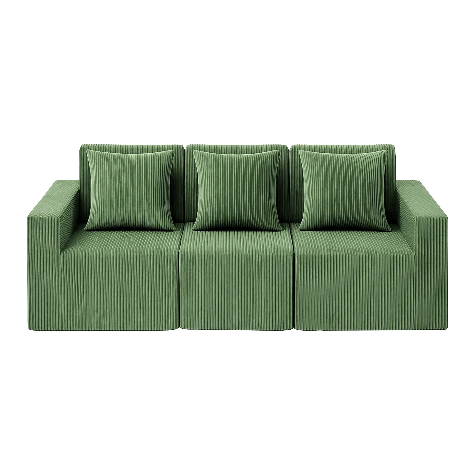 1 Artiss Modular 3-Seater Sofa Bed Convertible Sectional Floor Couch with Deep - Green, 1 of 8