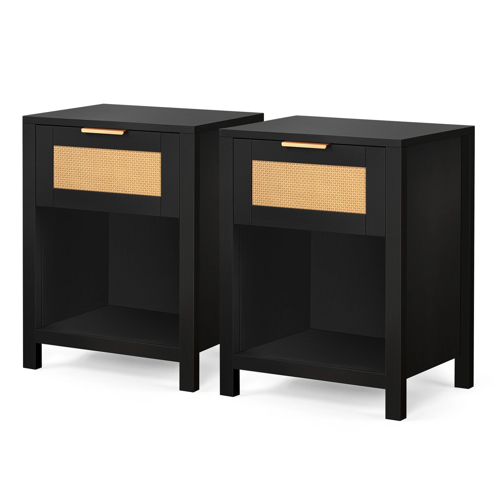 1 Alfordson 2x Bedside Table 1 Drawer Storage Shelf - Black, 1 of 10