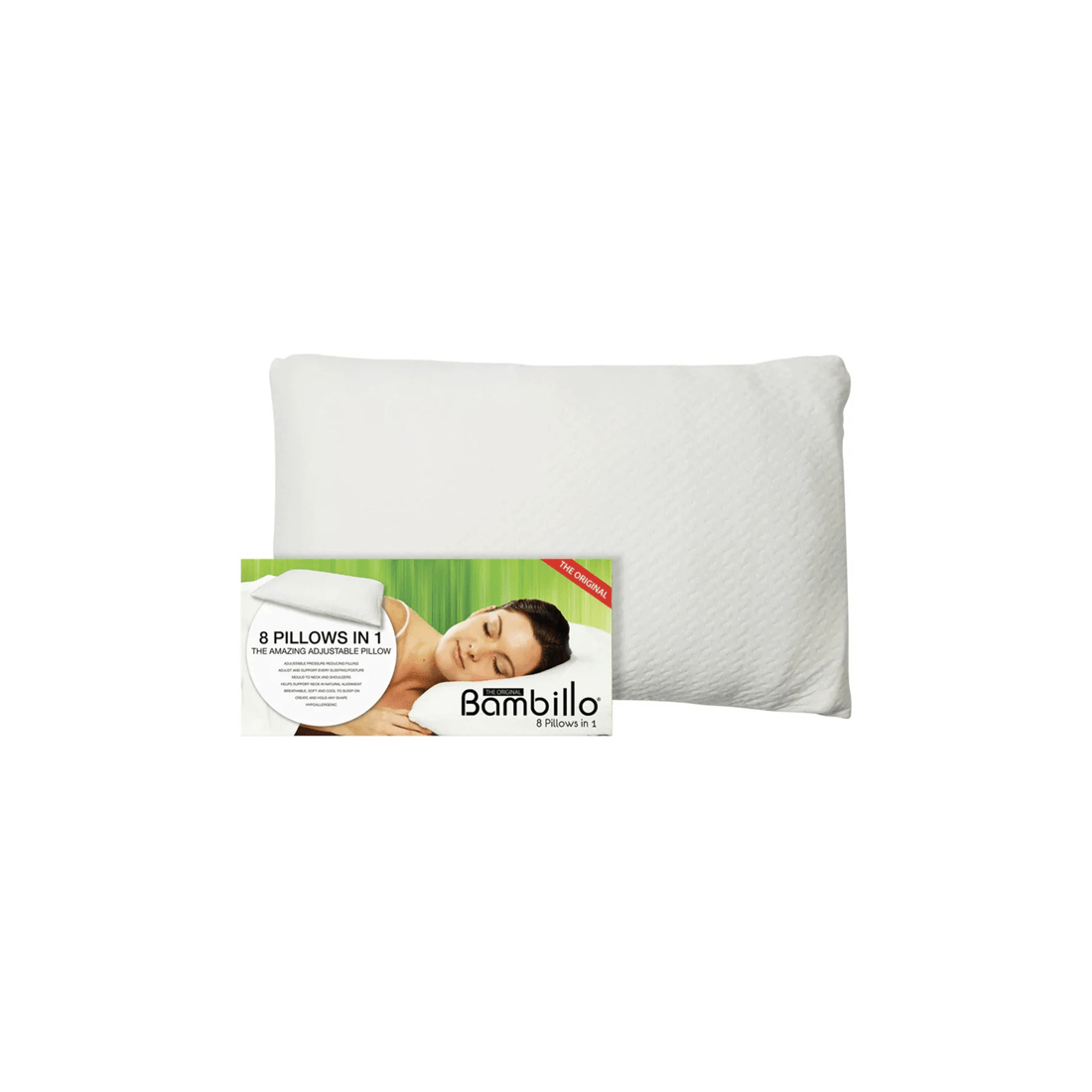 3 Bambillo 8-in-1 Pillow Queen Rectangle Home Bedding Soft Sleeping Cushion
 - White, 3 of 3