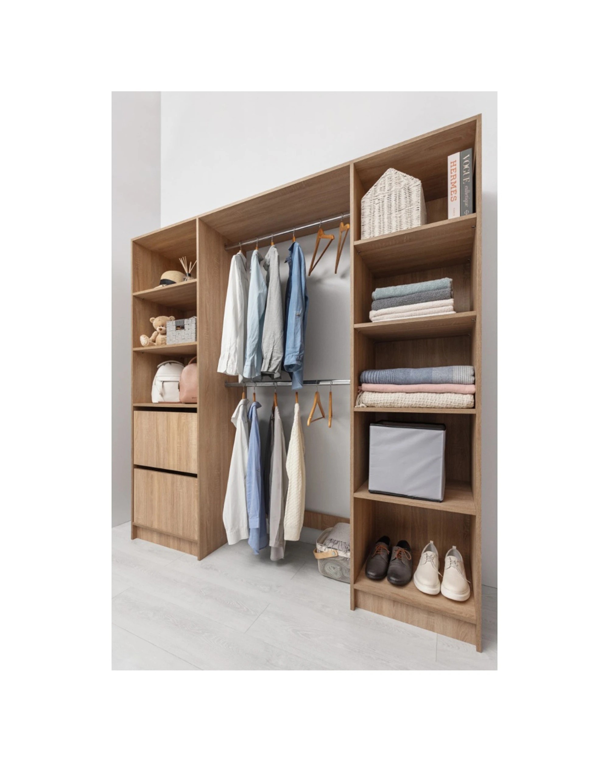 2 European Cabinetry Basel Walk In Wardrobe Kit Classic Swiss Krono Boards Oak - Natural, 2 of 6