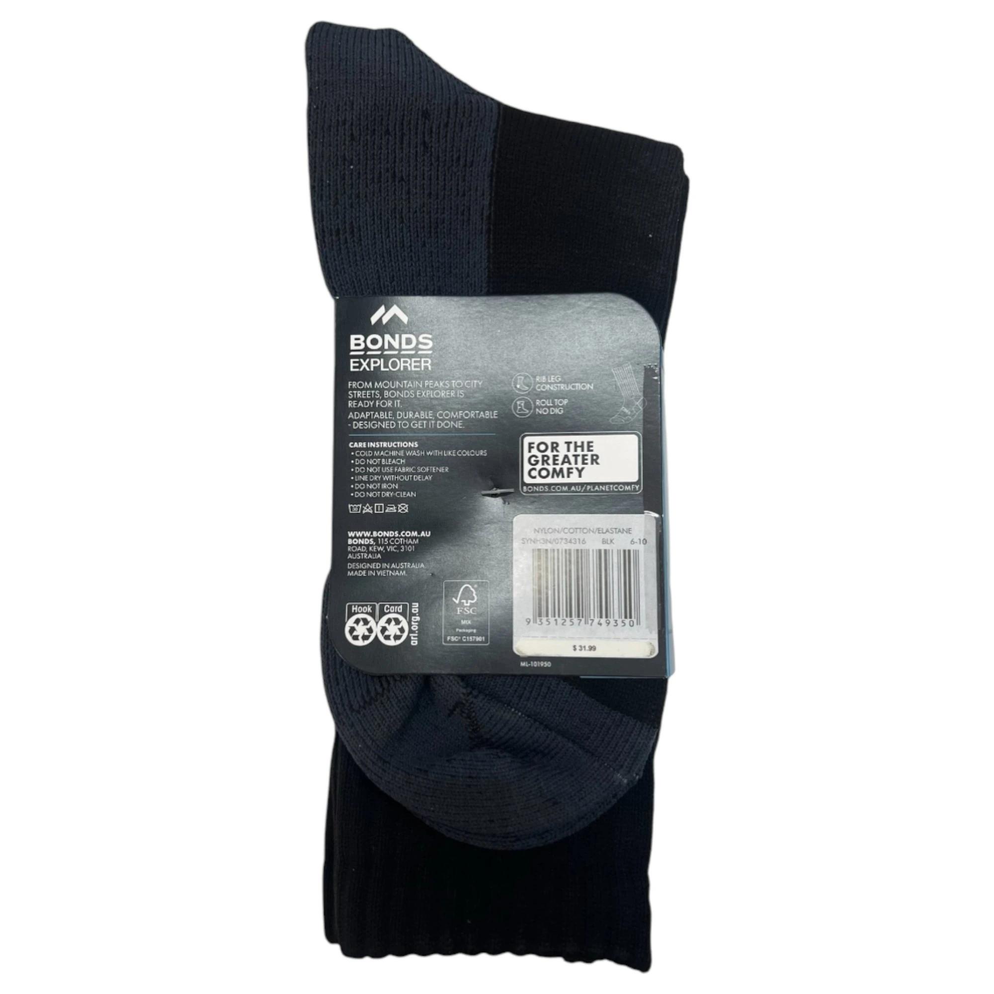 3 Explorer 3 Pack Original Wool Blend Socks BLACK, 3 of 3