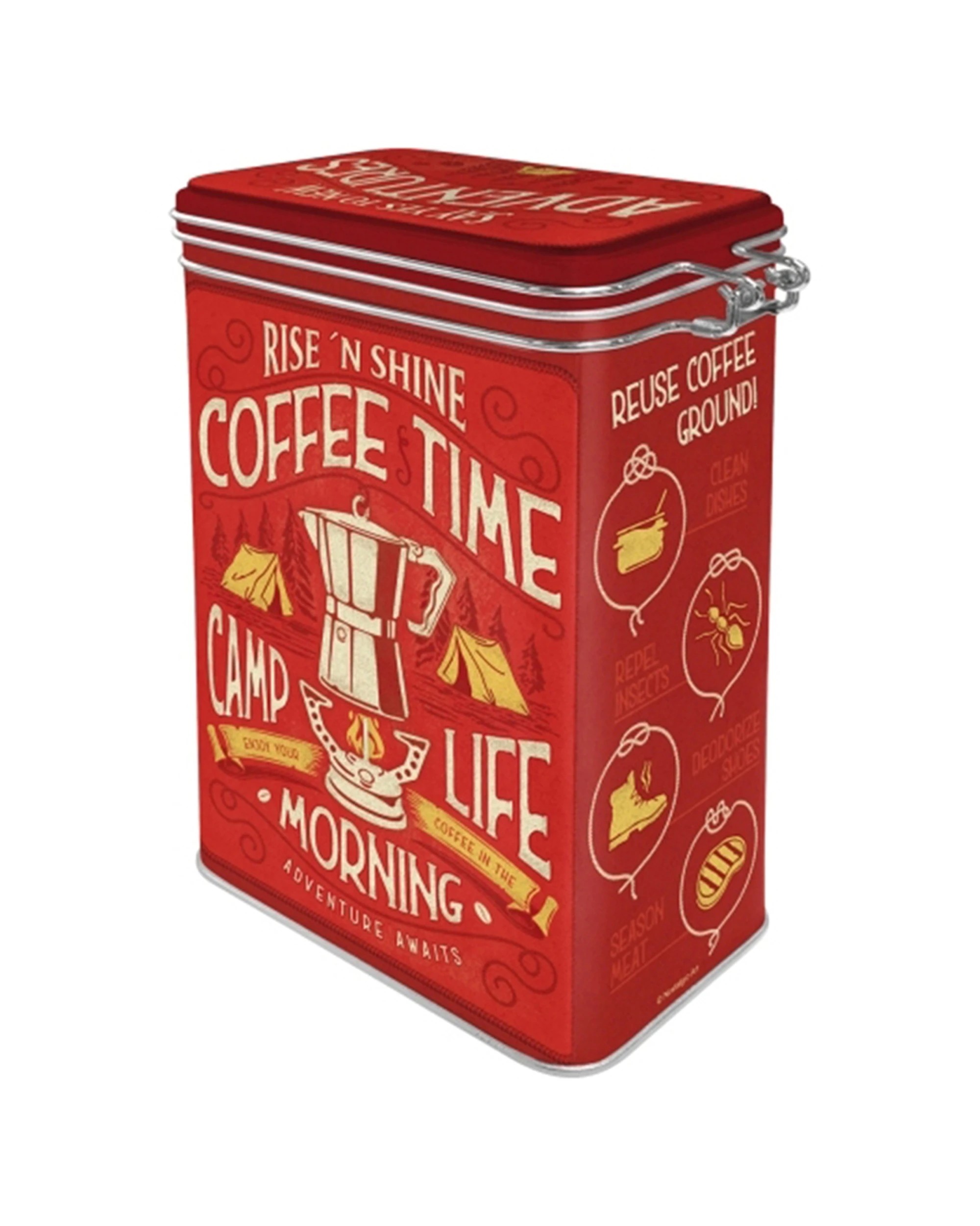 1 Nostalgic-Art Storage Clip Top Tin Box 1.3L Capacity - Coffee Time Camp Liife - Pattern, 1 of 1