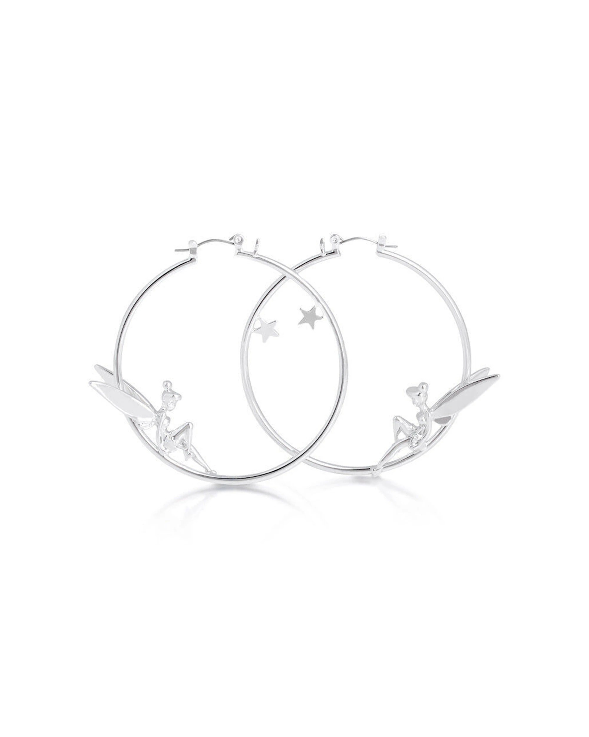1 Couture Kingdom Disney Peter Pan Tinker Bell Hoops Earrings 5cm - Silver, 1 of 2