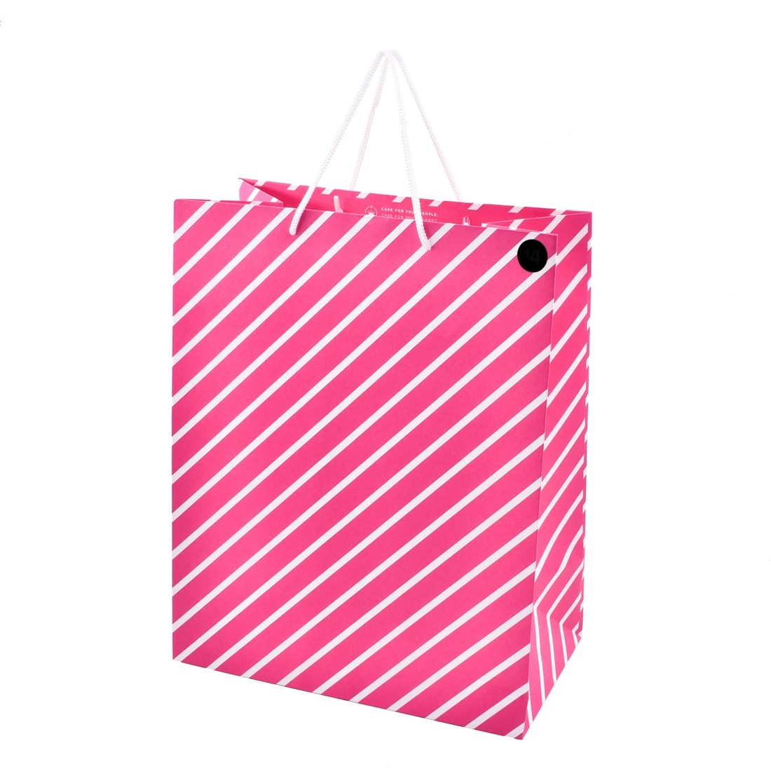 2 Hallmark Pink Diagonal White Stripe Gift Bag - Large, 2 of 3