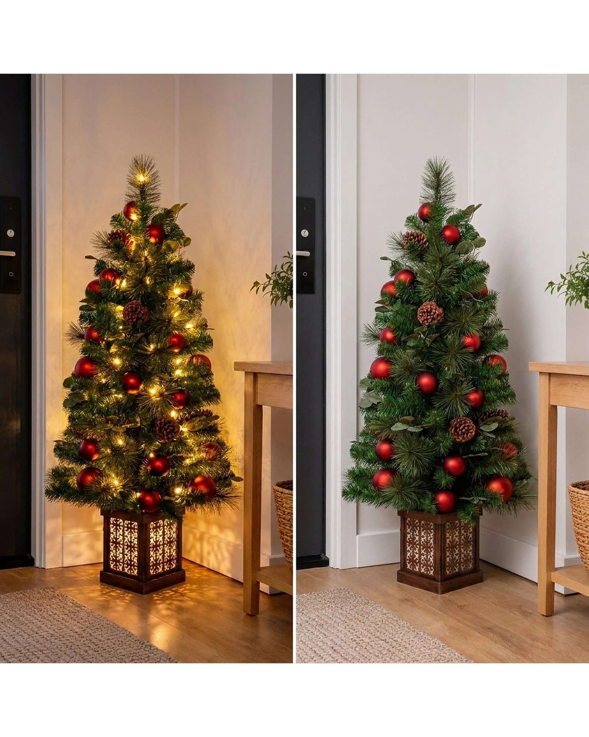 5 Christabelle 1.2m 4ft Sable Fir Potted Christmas Tree Pre Lit Multi Function LED Artificial Indoor Xmas Decor Home, 5 of 10