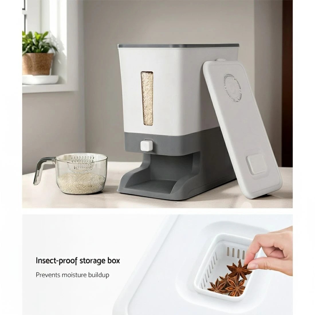 4 5-Star Chef Cereal Dispenser Rice Container 12KG - Grey, 4 of 5