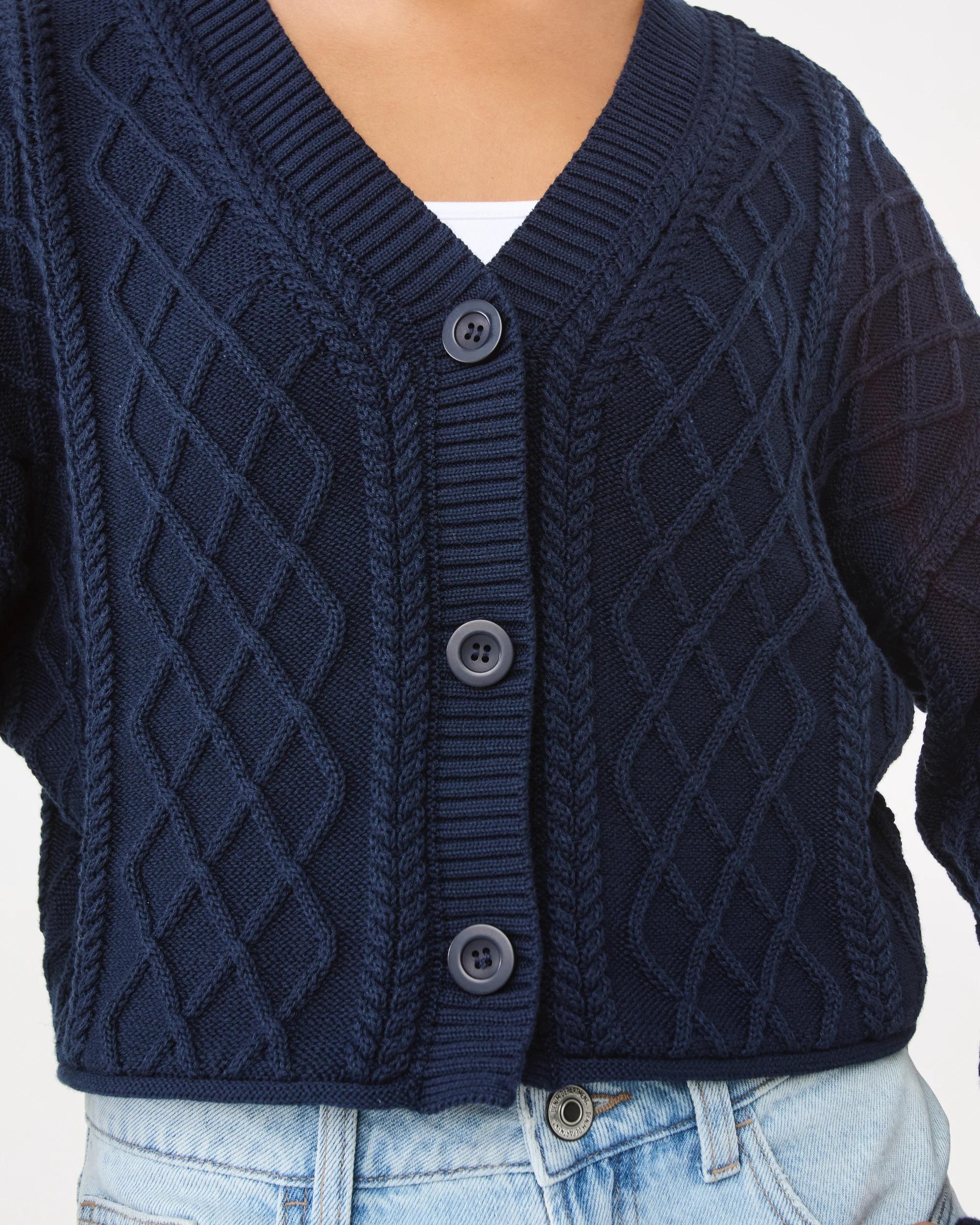 7 Oversized Cable Cardigan Navy Blaze, 7 of 8
