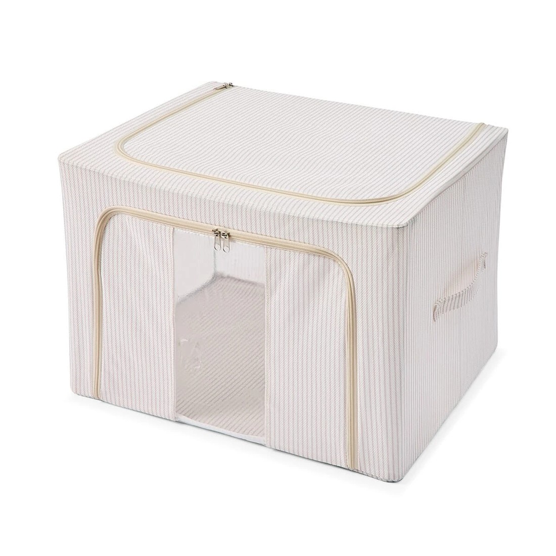 7 Linen Look Collapsible Box with Window - Large, Stripe, 7 of 10