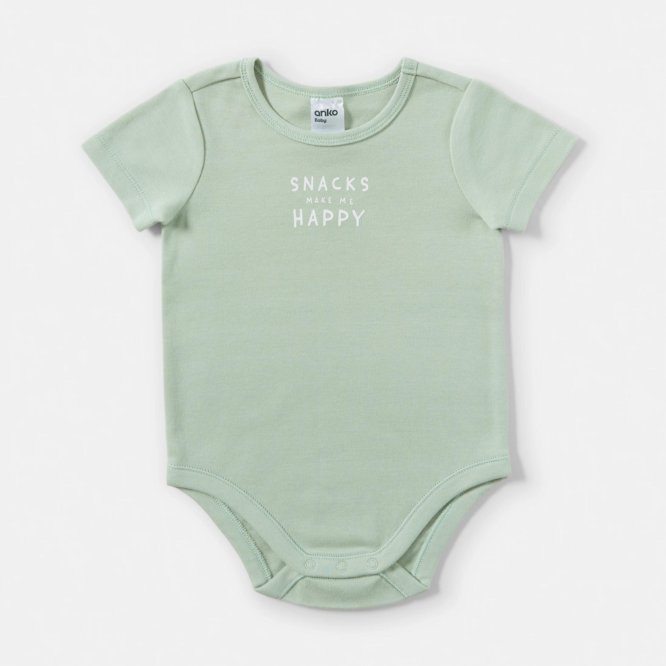 1 Short Sleeve Placement Print Bodysuit GREEN SNACKS, 1 of 3