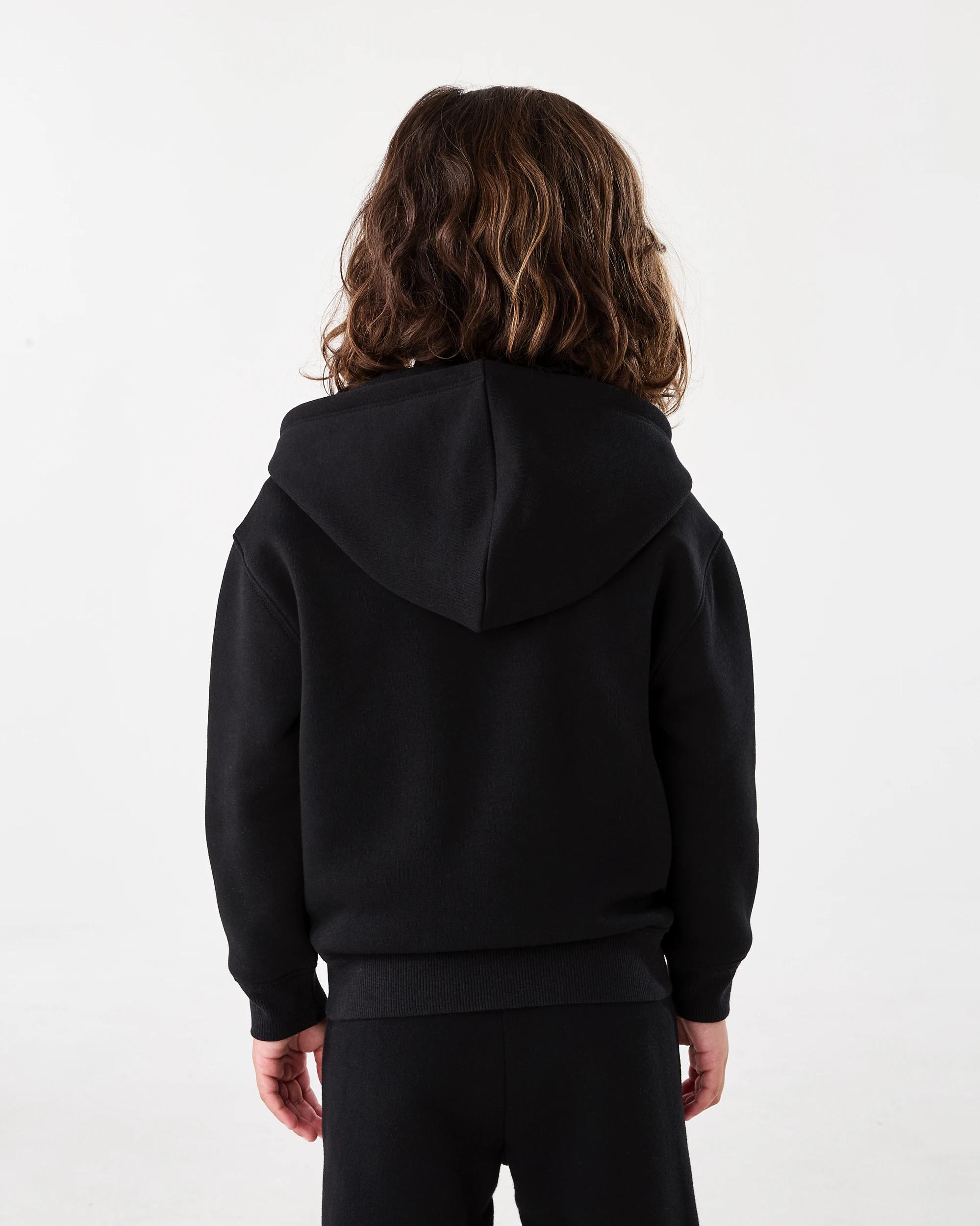 3 Plain Zip Through Hoodie Black, 3 of 8