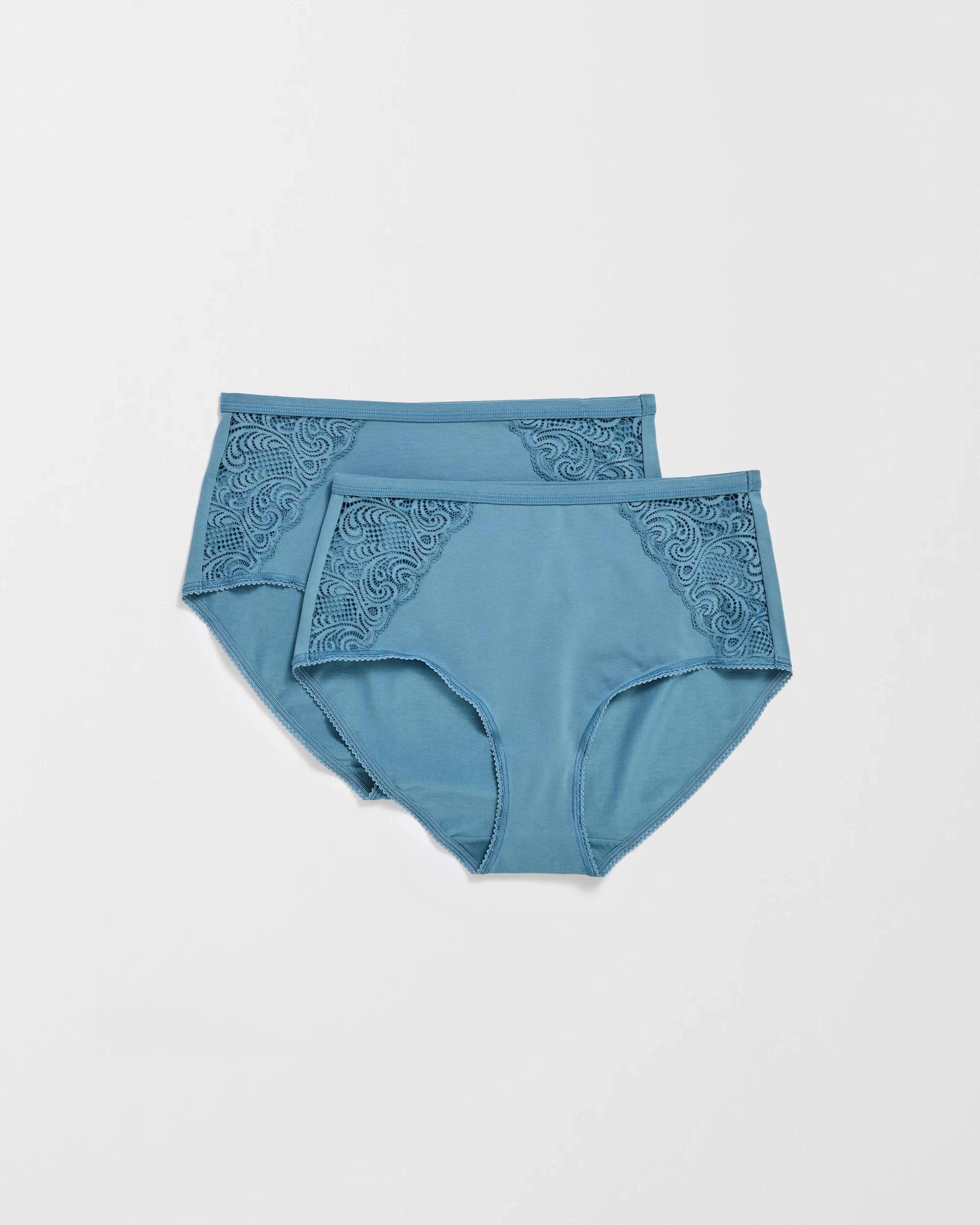 1 Target Woman Australian Cotton and Lace 2 Pack Full Briefs BLUE STONE, 1 of 4