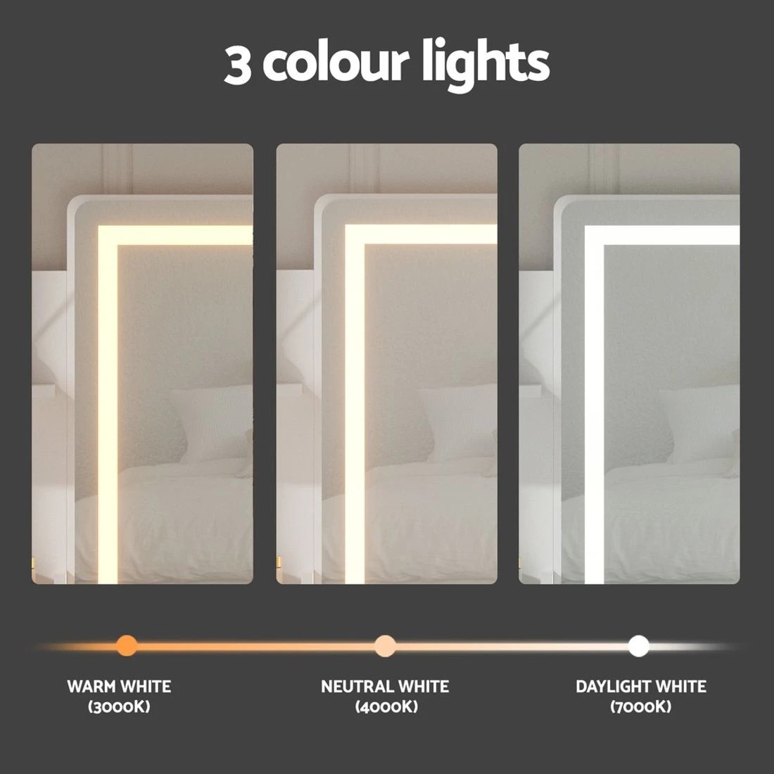 6 Artiss Dressing Table Set Stool Led  Doria - White, 6 of 8