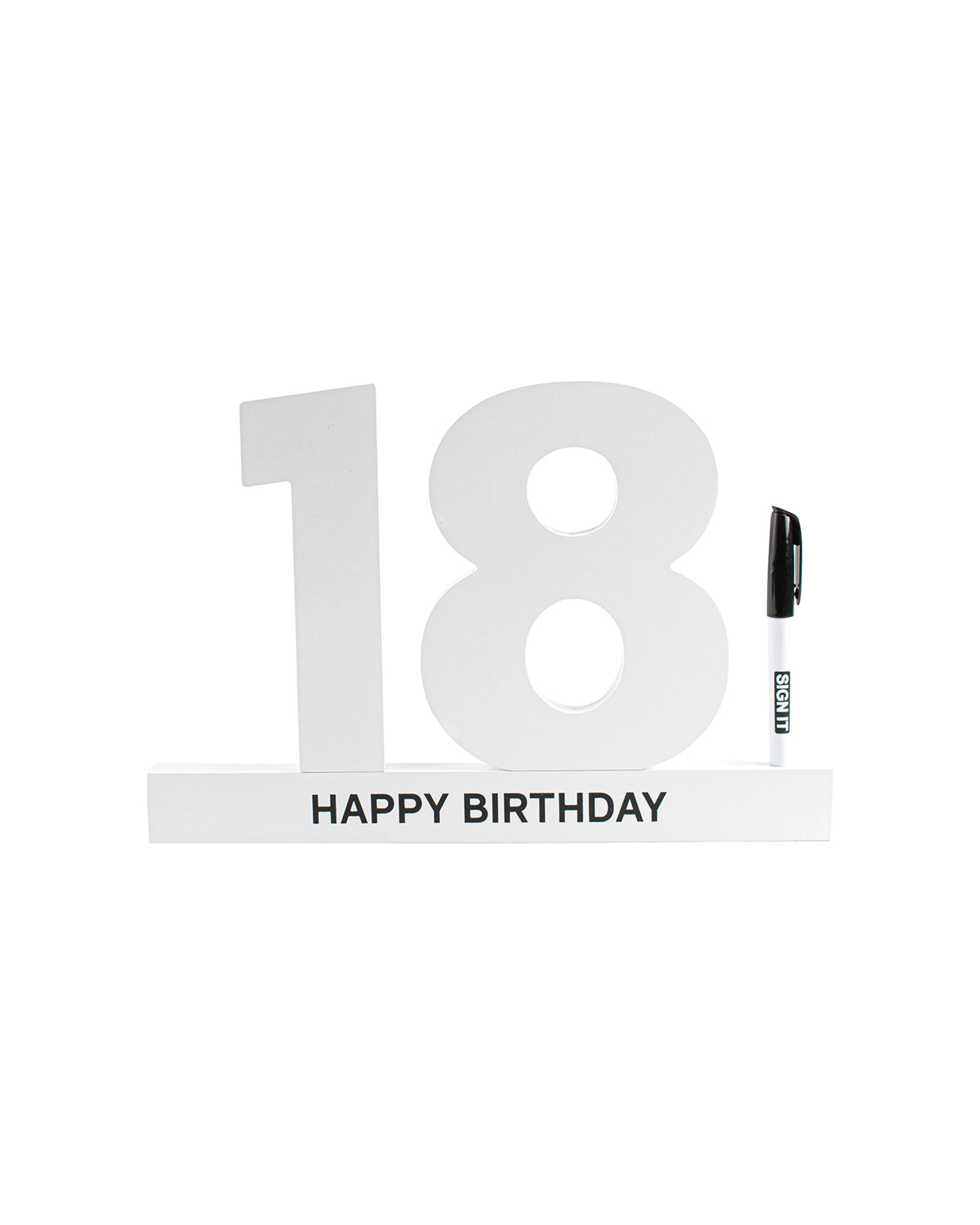 2 18th White Signature Block Novelty Birthday Celebration Message Party Statue
 - White, 2 of 3