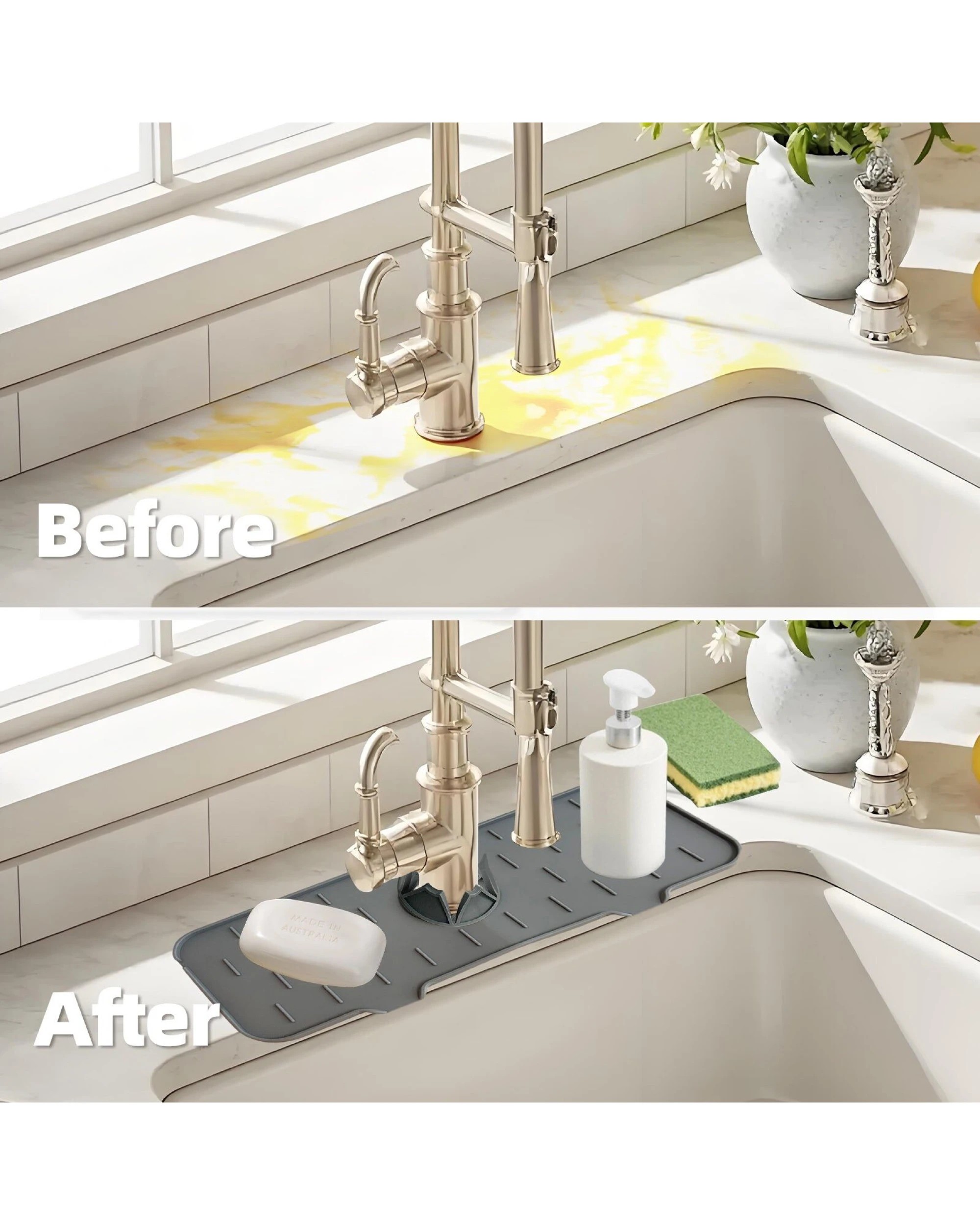 4 Cook Easy Sink Faucet Drip Tray Silicone Splash Guard Mat, 4 of 4