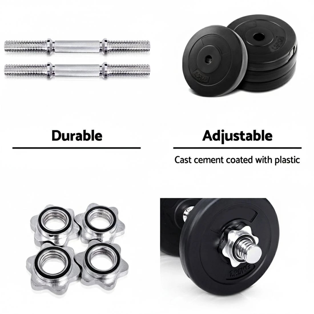 4 Everfit 10kg Dumbbell Set - Black, 4 of 6