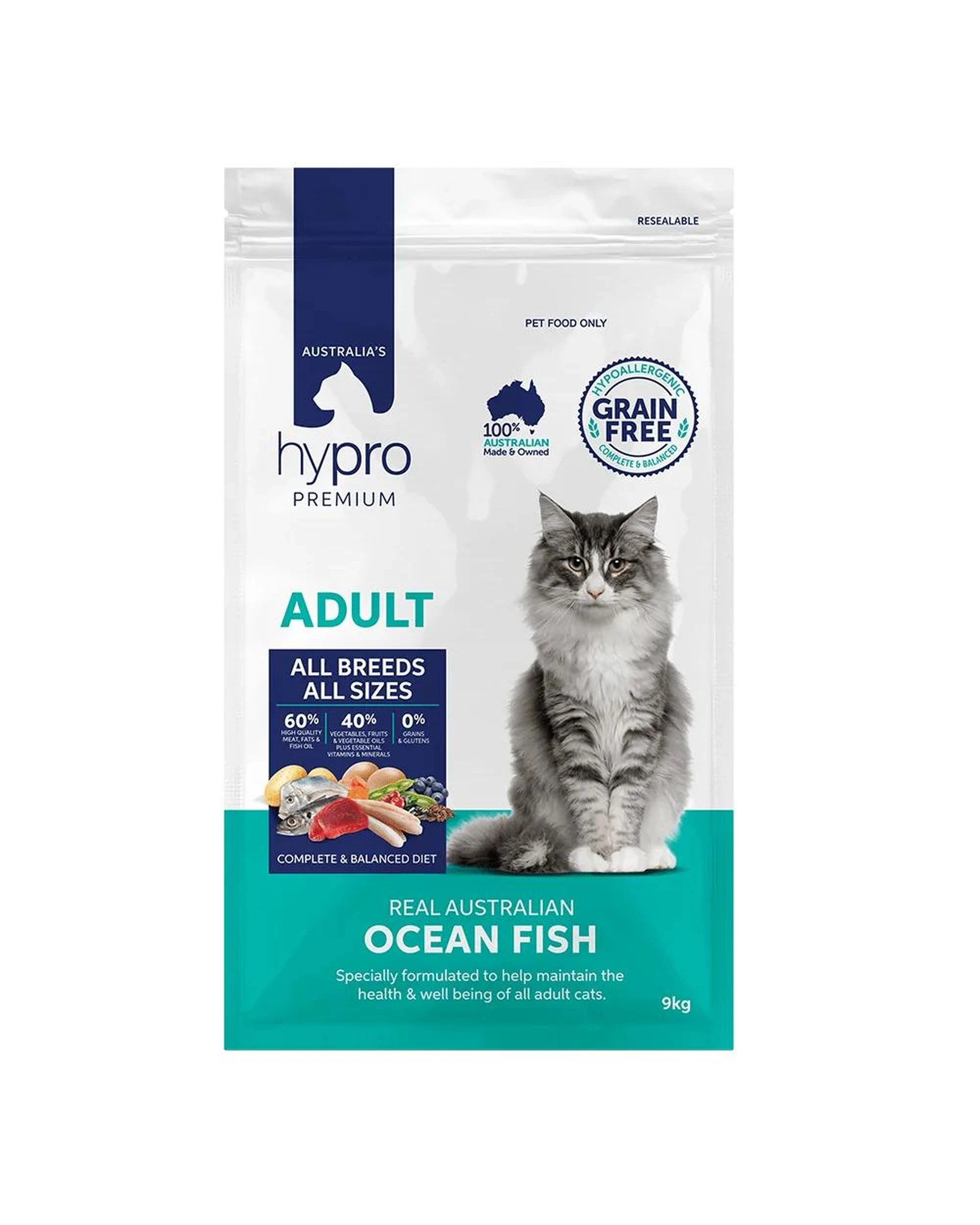 1 Hypro Premium Adult Grain Free Dry Cat Food Ocean Fish 9kg, 1 of 1