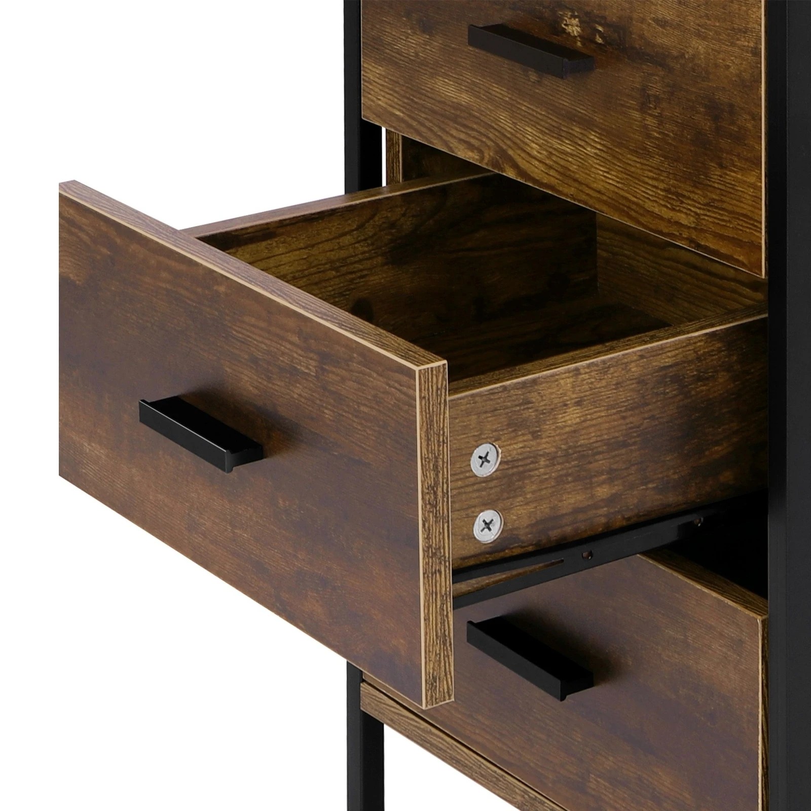 4 Alfordson 2x Bedside Table Retro Nightstand 3 Drawers - Dark Oak, 4 of 10