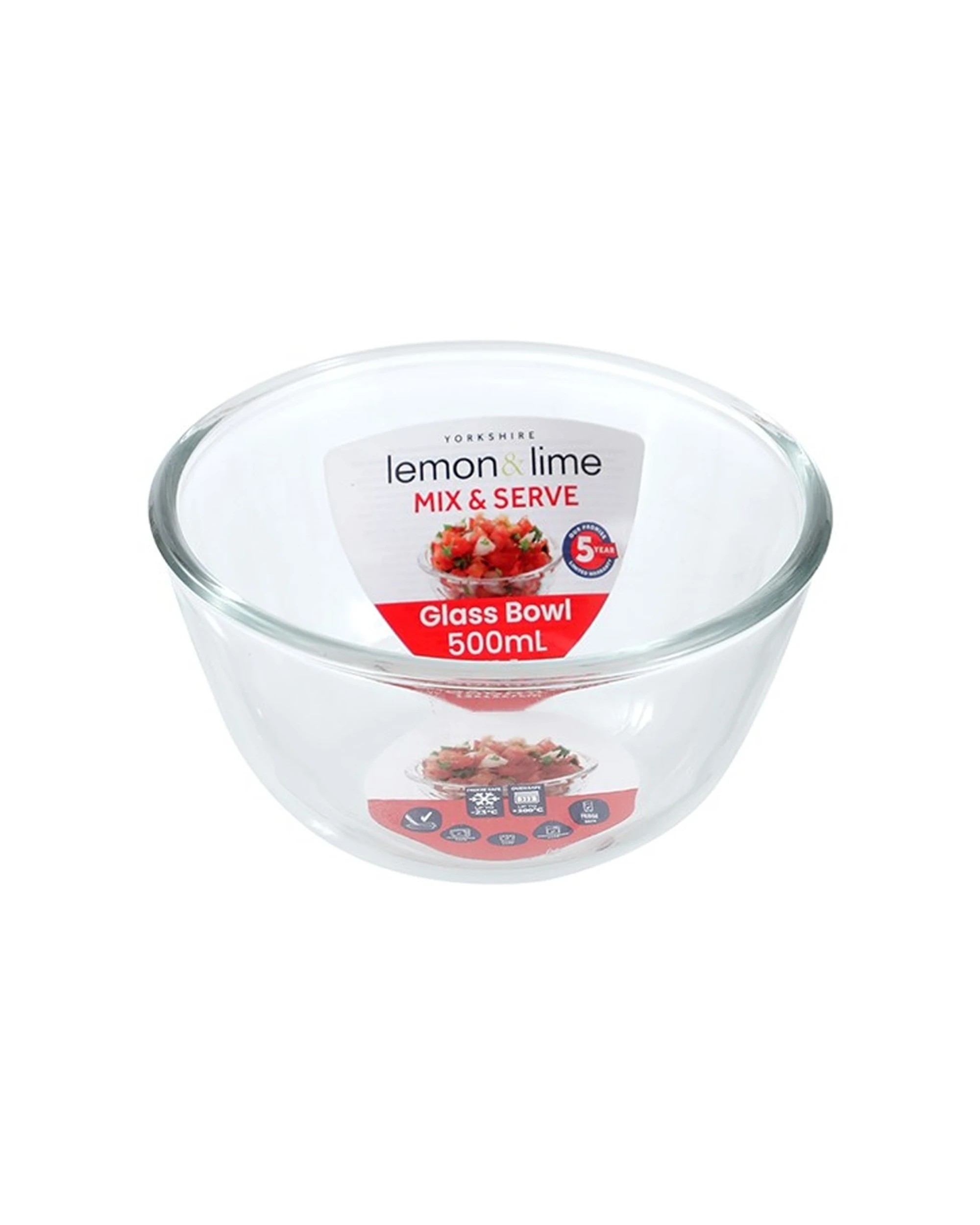 2 Lemon & Lime 12pc Yorkshire Glass Cooking Food Mixing Bowl 500ml - Clear, 2 of 5