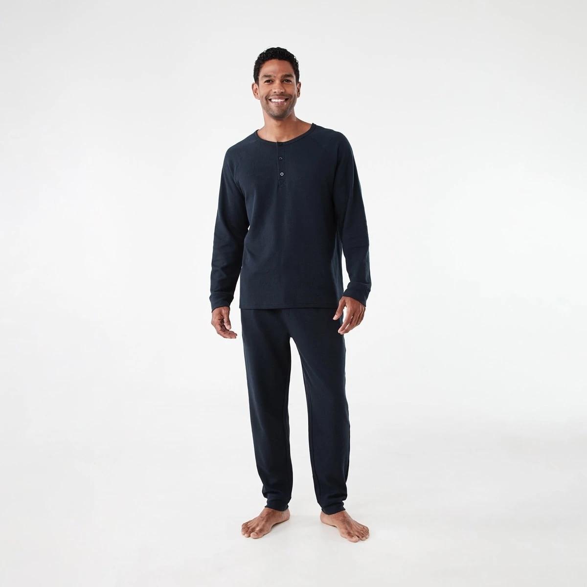 6 Waffle Henley Top Sky Cptn, 6 of 6