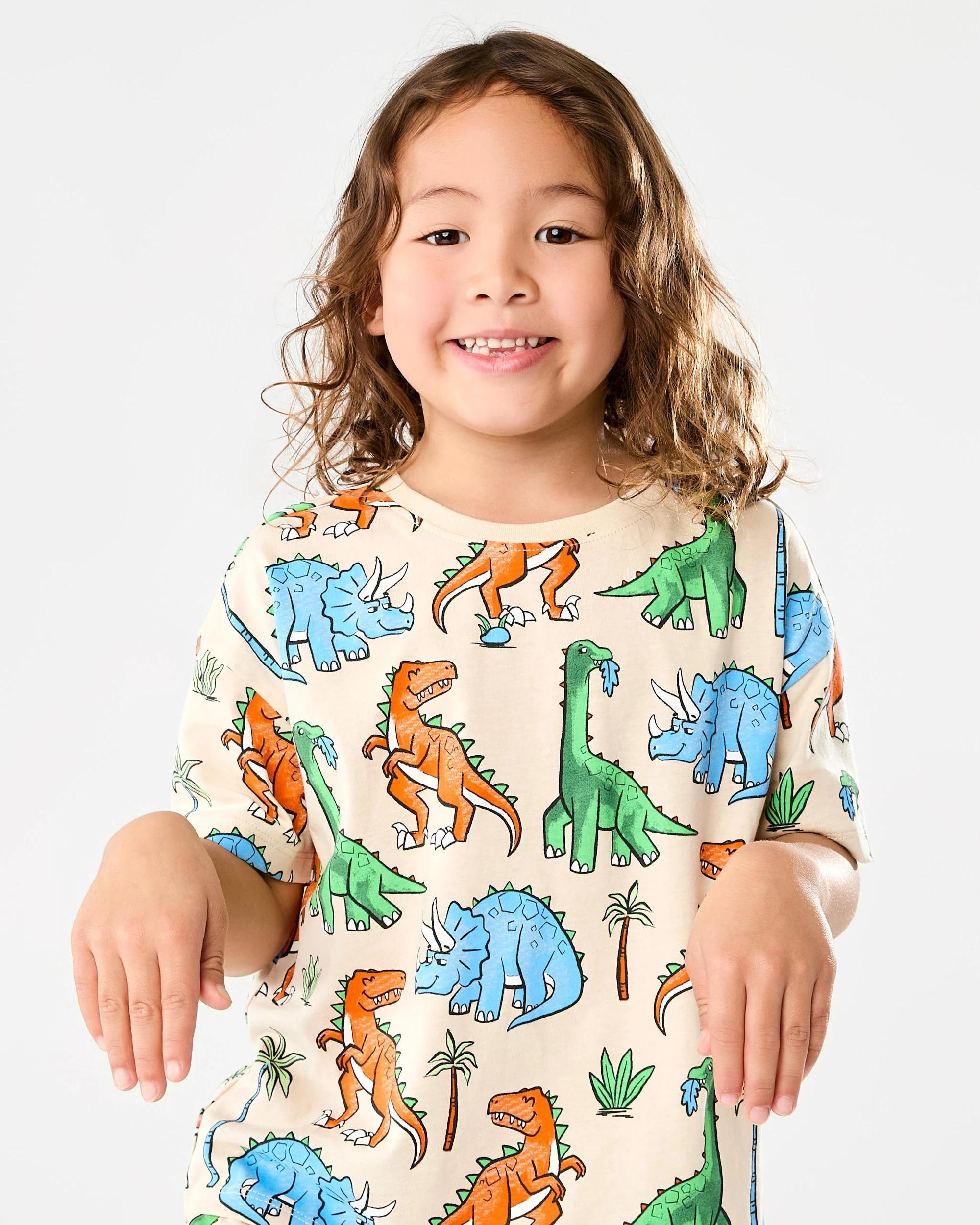 3 Short Sleeve Jersey Pyjama Set Bge Dino, 3 of 8
